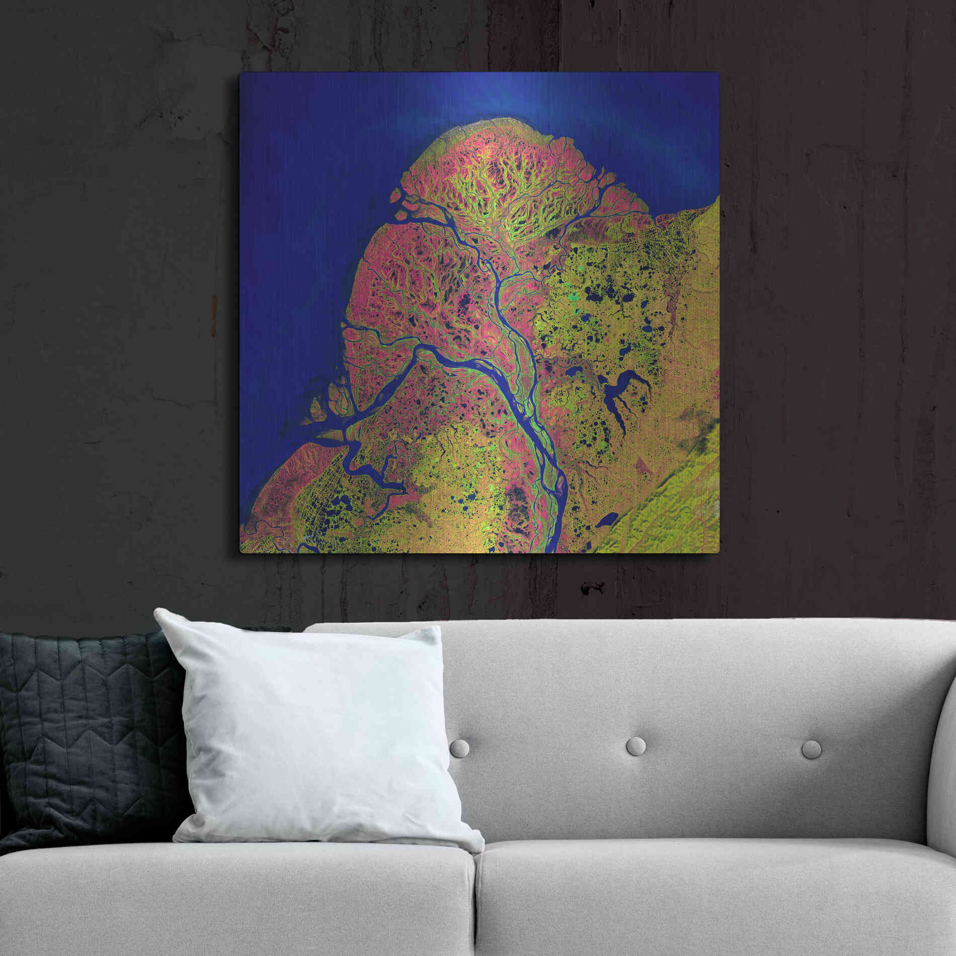 Luxe Metal Art 'Earth as Art: Yukon Delta,' Metal Wall Art,36x36