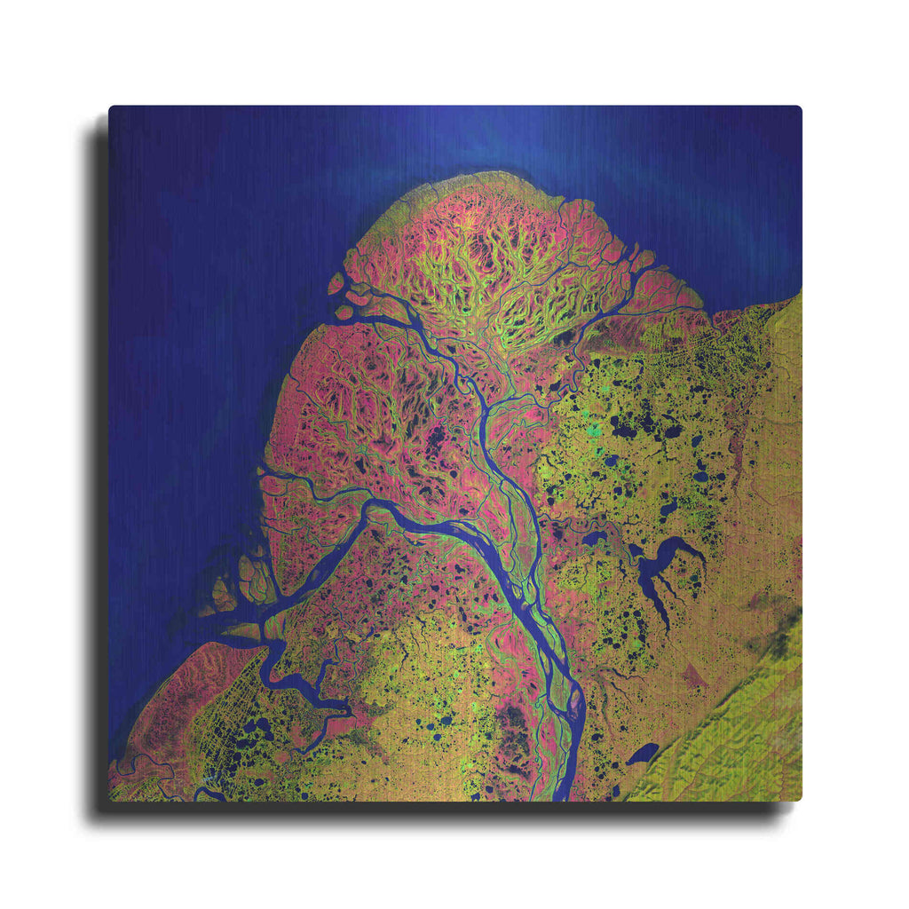 Luxe Metal Art 'Earth as Art: Yukon Delta,' Metal Wall Art