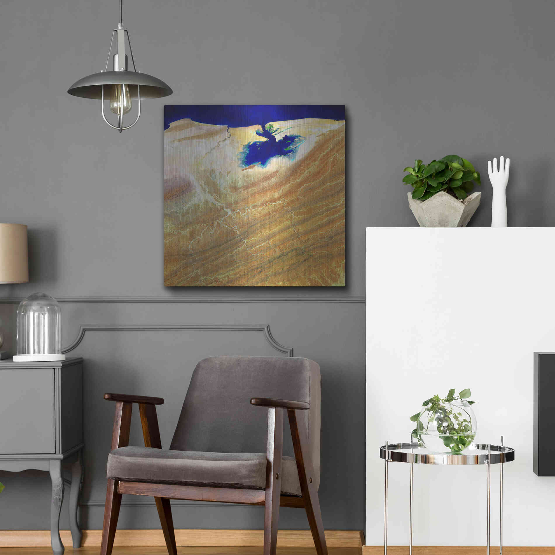 Luxe Metal Art 'Earth as Art: Ink Stain,' Metal Wall Art,24x24