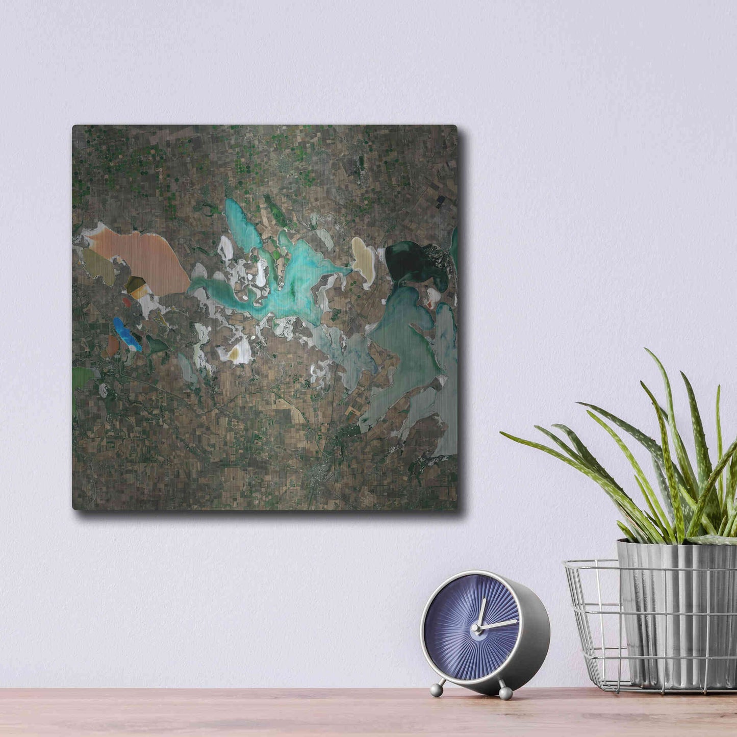 Luxe Metal Art 'Earth as Art: Putrid Sea,' Metal Wall Art,12x12
