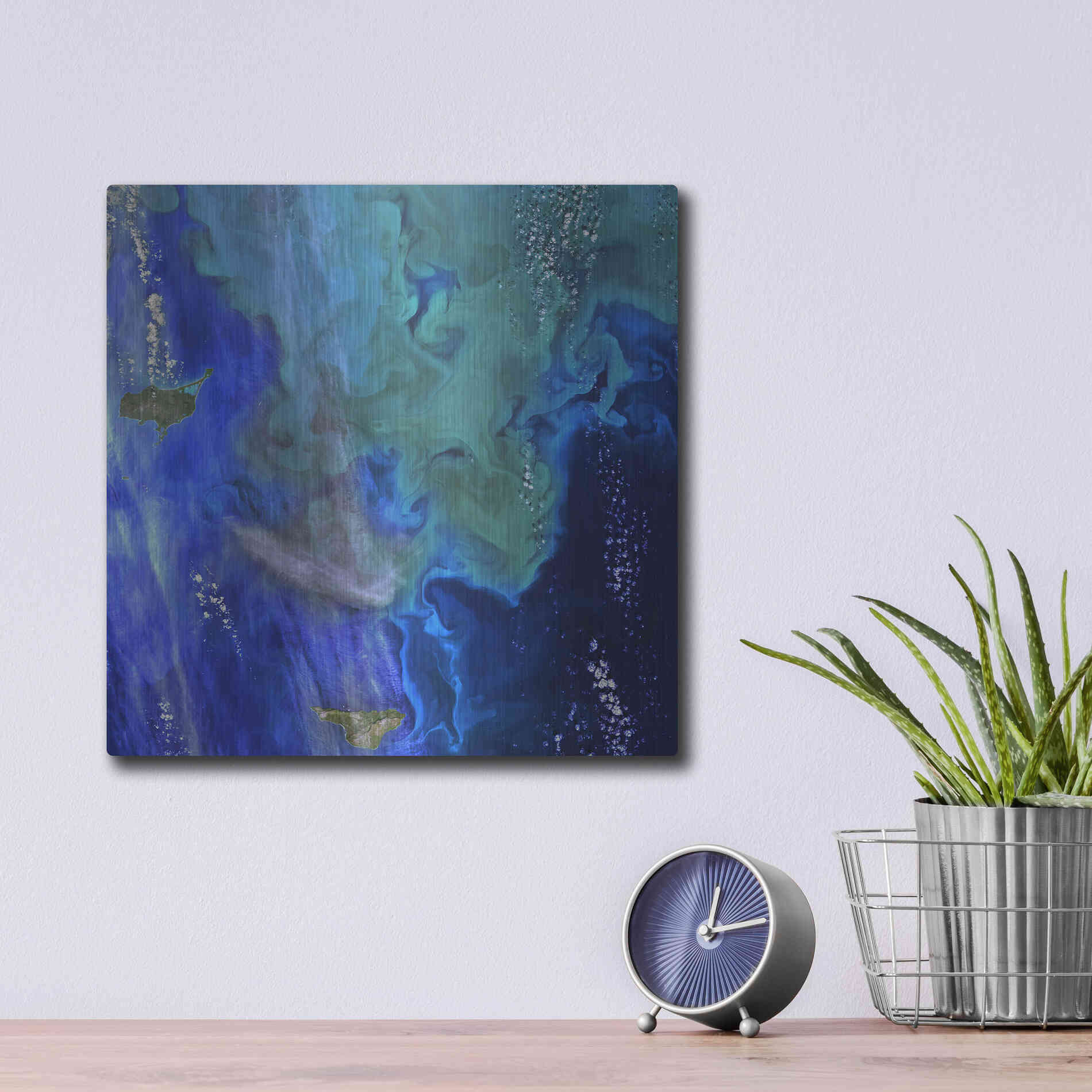 Luxe Metal Art 'Earth as Art: Earth's Aquarium,' Metal Wall Art,12x12