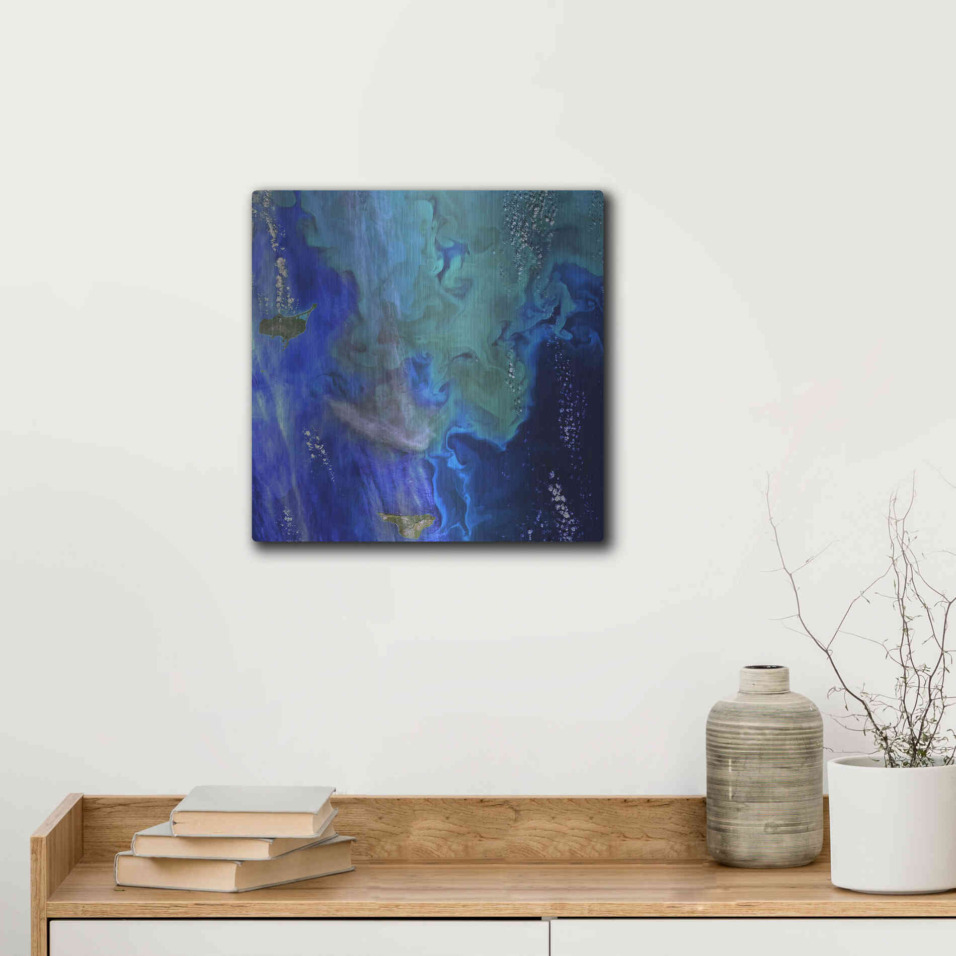 Luxe Metal Art 'Earth as Art: Earth's Aquarium,' Metal Wall Art,12x12