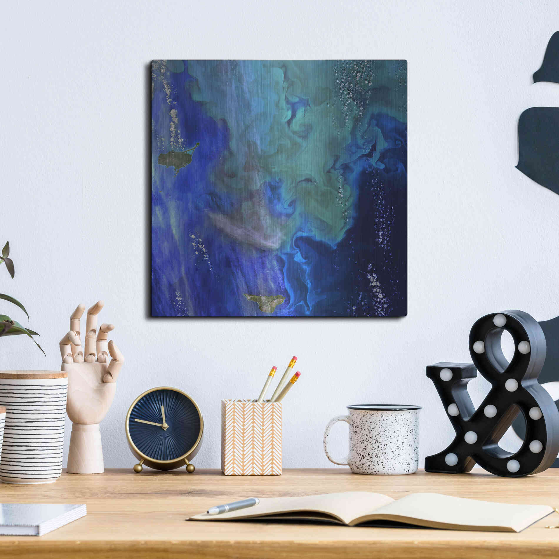Luxe Metal Art 'Earth as Art: Earth's Aquarium,' Metal Wall Art,12x12