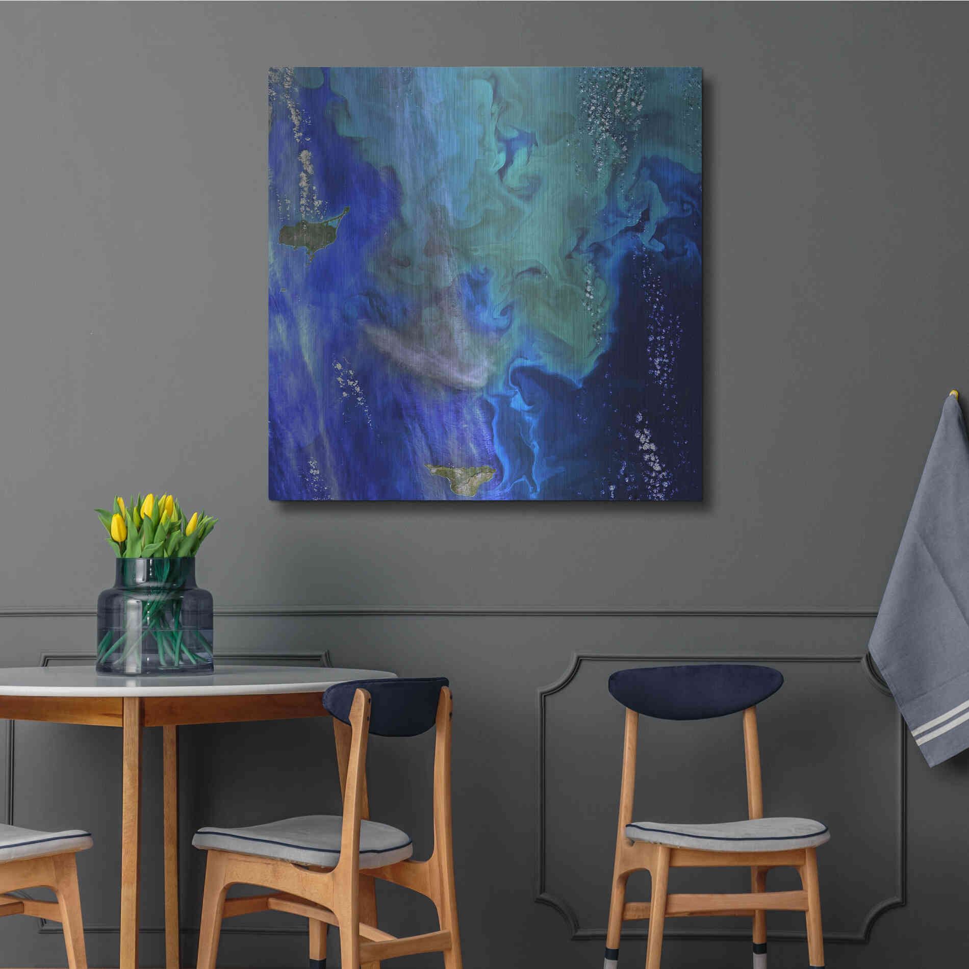 Luxe Metal Art 'Earth as Art: Earth's Aquarium,' Metal Wall Art,36x36