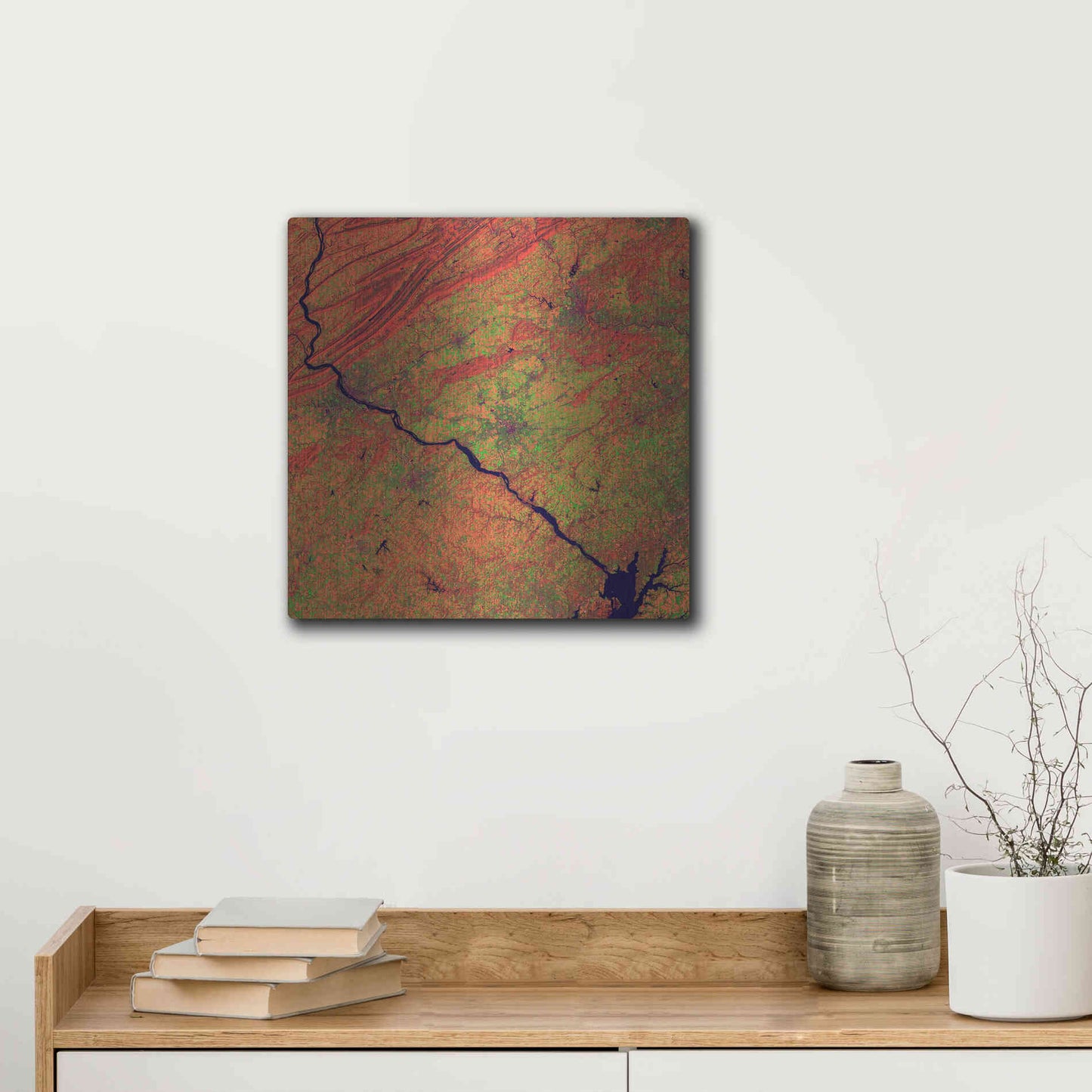 Luxe Metal Art 'Earth as Art: River and Ridge,' Metal Wall Art,12x12