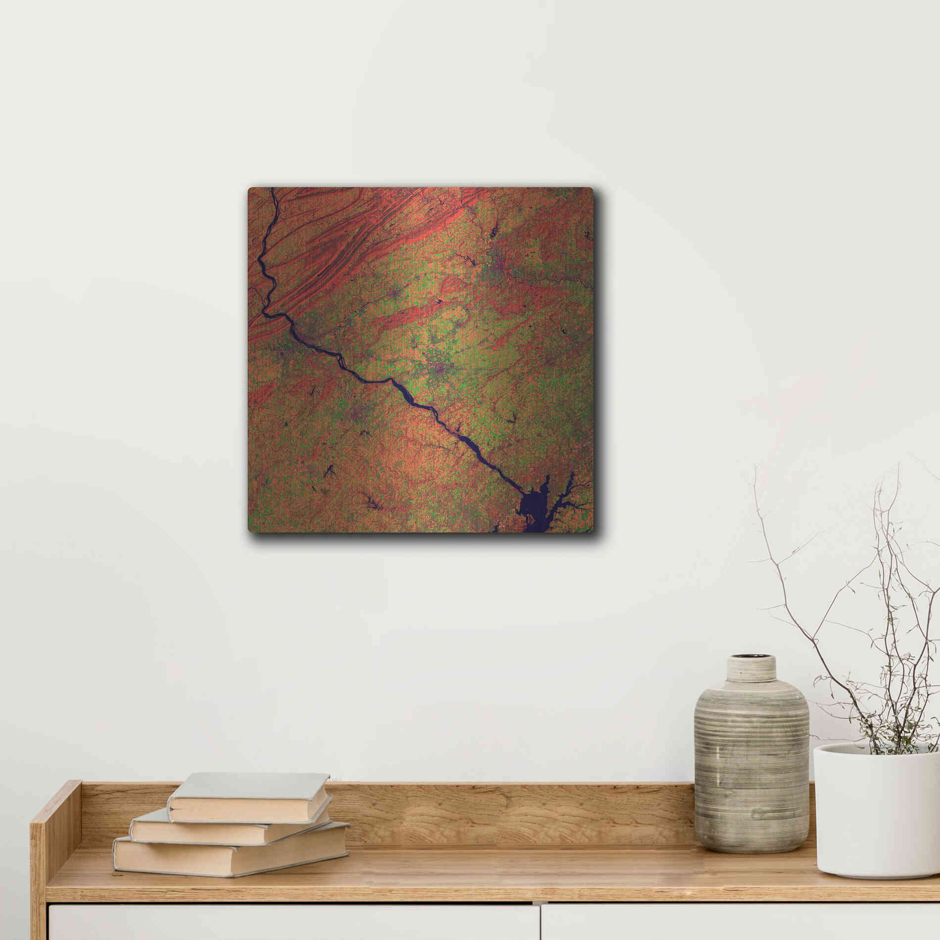 Luxe Metal Art 'Earth as Art: River and Ridge,' Metal Wall Art,12x12