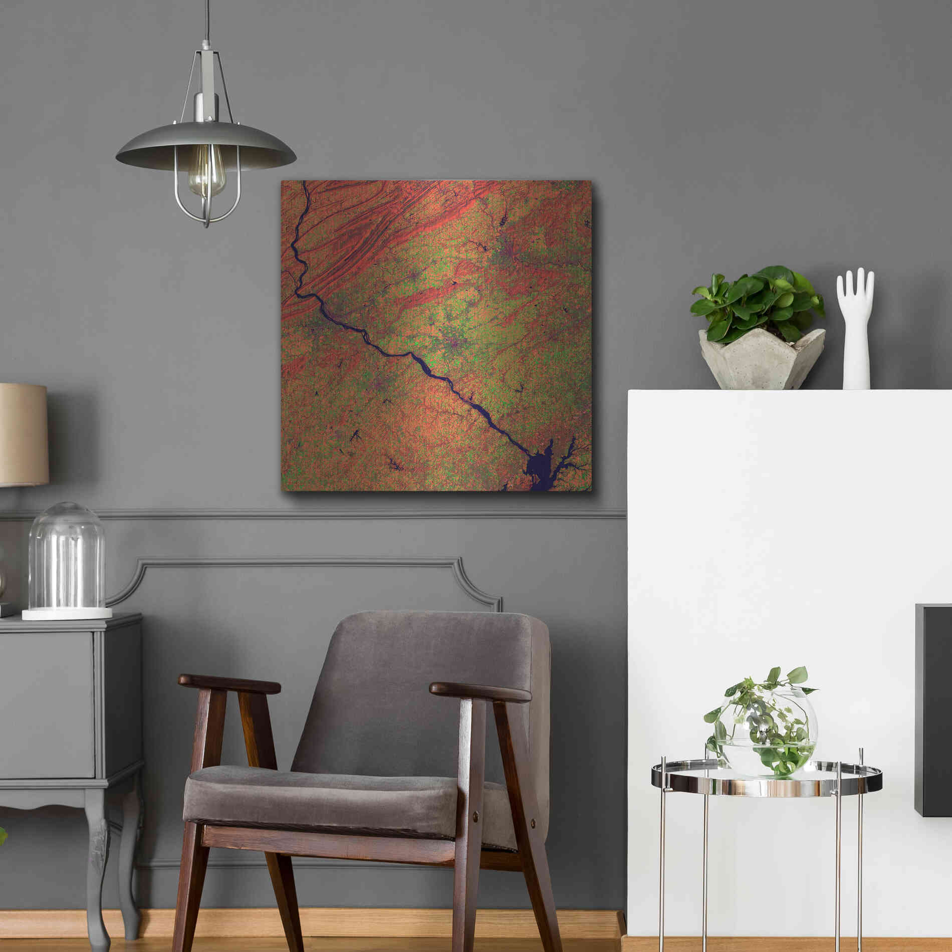 Luxe Metal Art 'Earth as Art: River and Ridge,' Metal Wall Art,24x24