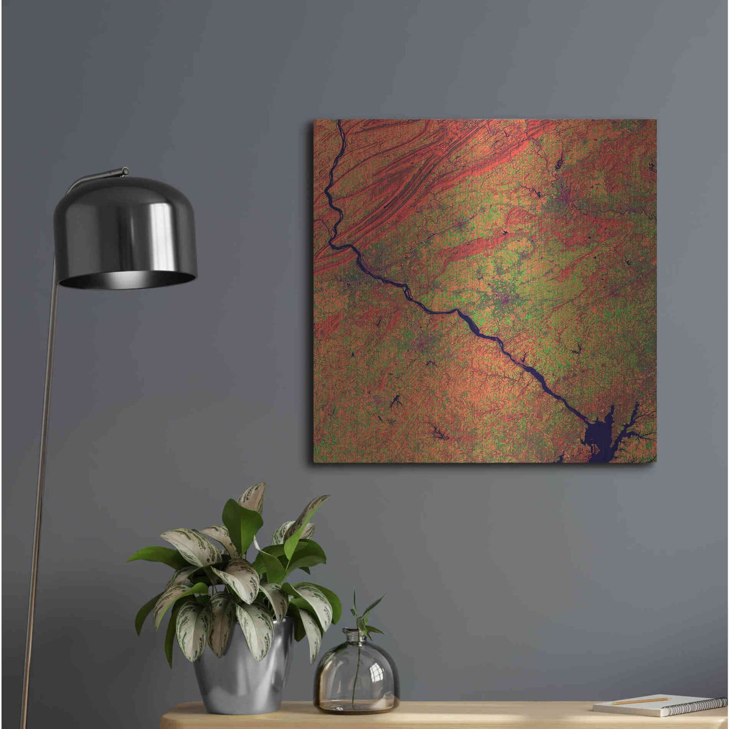 Luxe Metal Art 'Earth as Art: River and Ridge,' Metal Wall Art,24x24