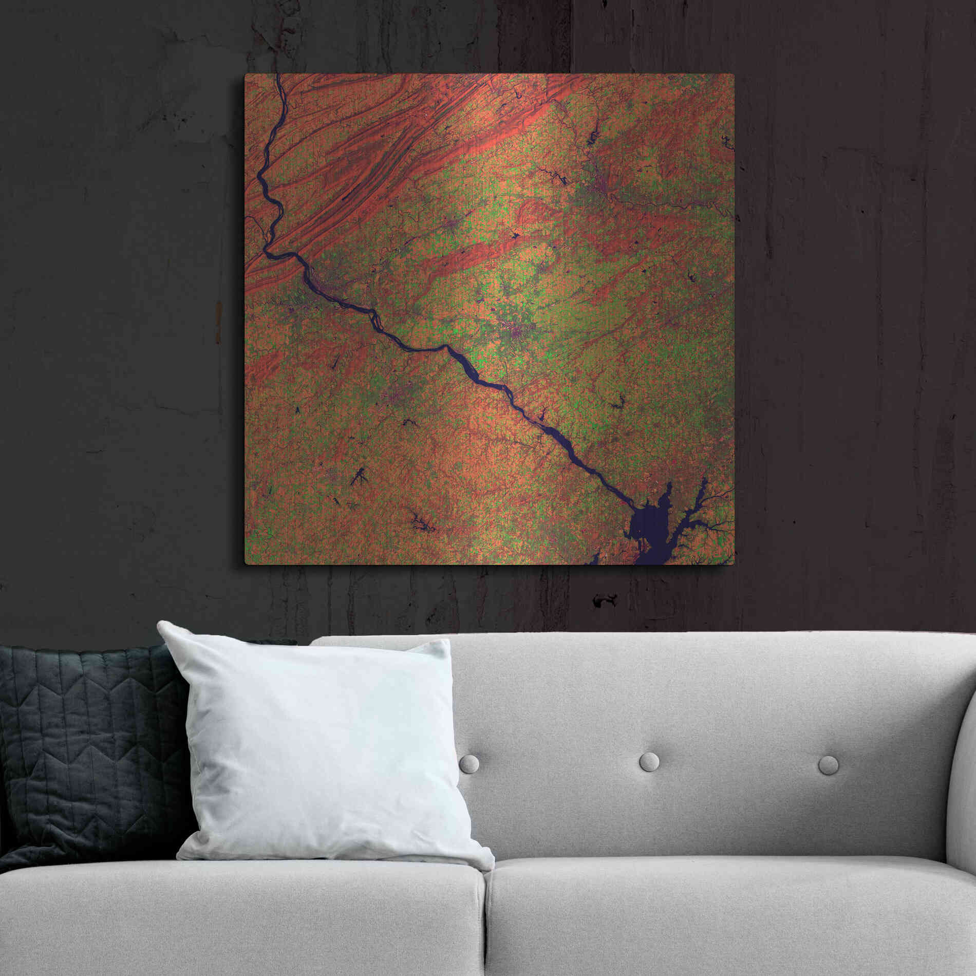 Luxe Metal Art 'Earth as Art: River and Ridge,' Metal Wall Art,36x36