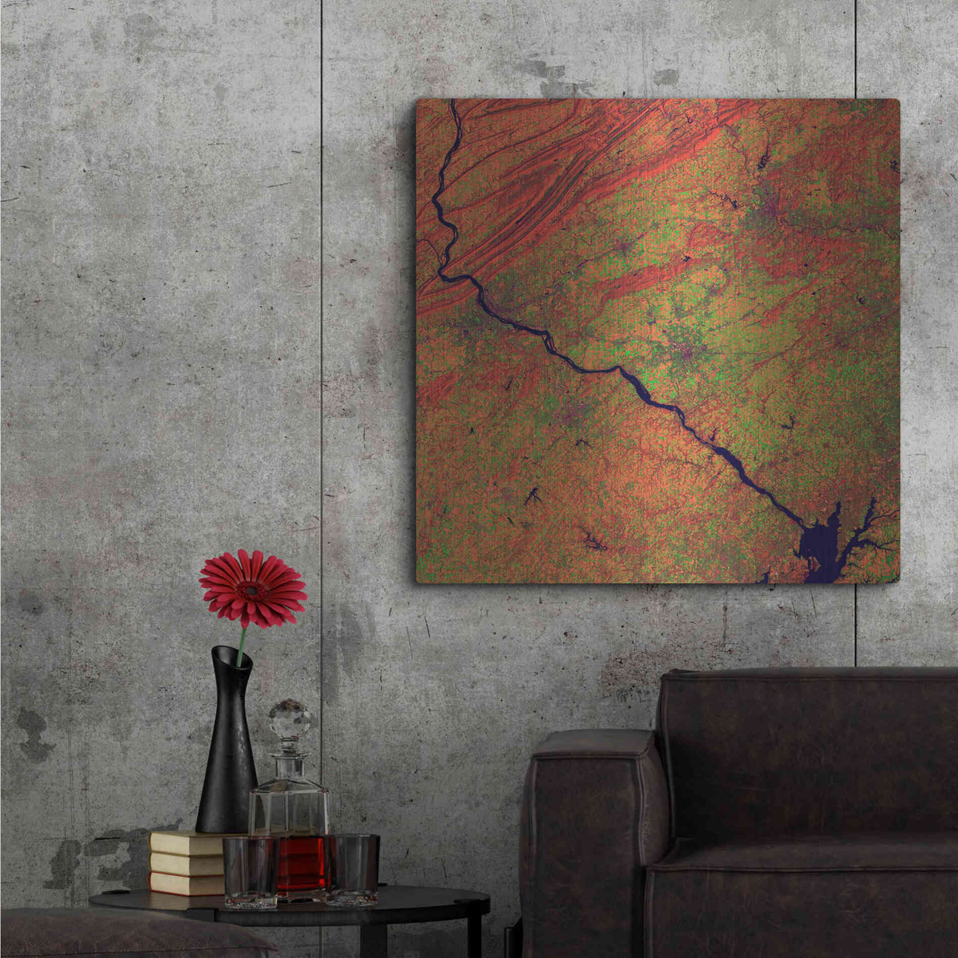 Luxe Metal Art 'Earth as Art: River and Ridge,' Metal Wall Art,36x36
