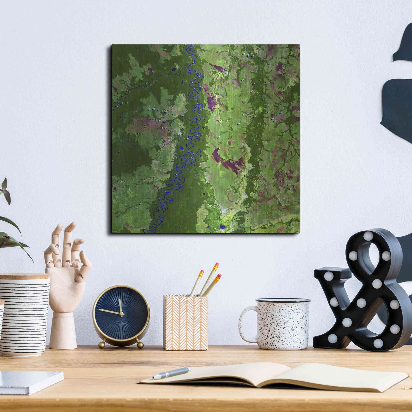 Luxe Metal Art 'Earth as Art: Oxbows in Bolivia,' Metal Wall Art,12x12