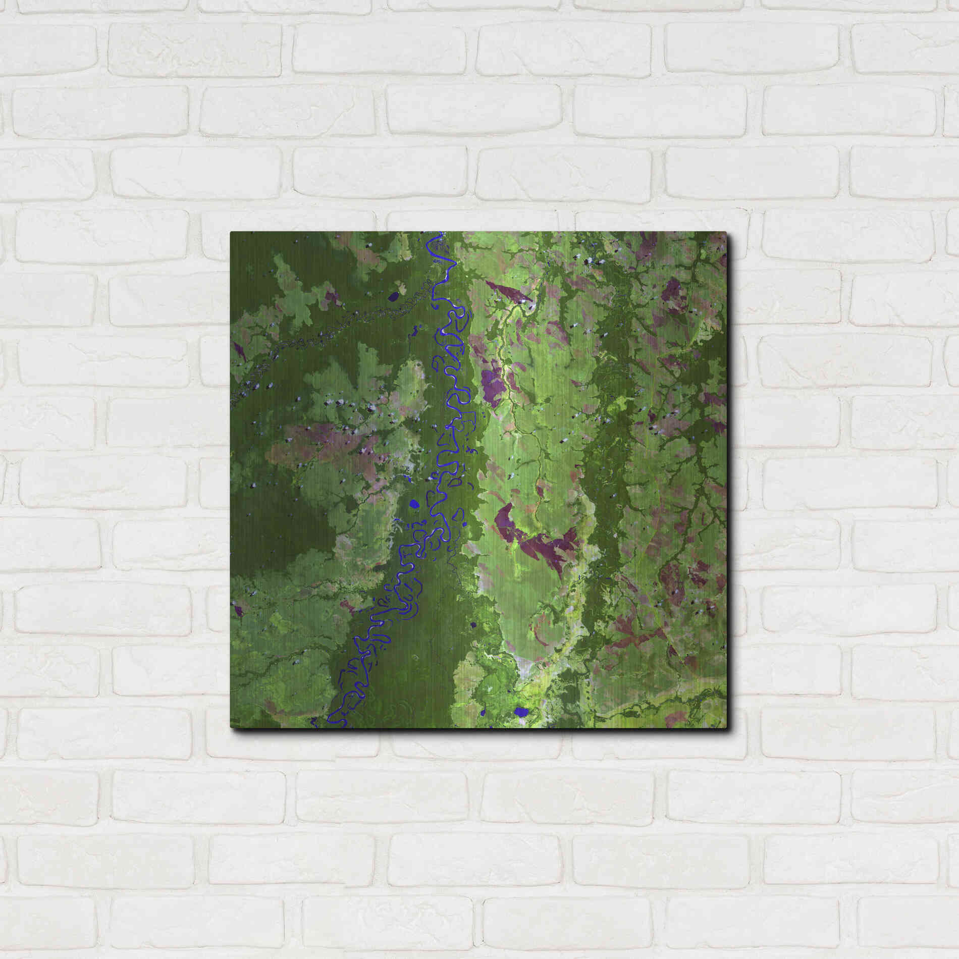 Luxe Metal Art 'Earth as Art: Oxbows in Bolivia,' Metal Wall Art,24x24