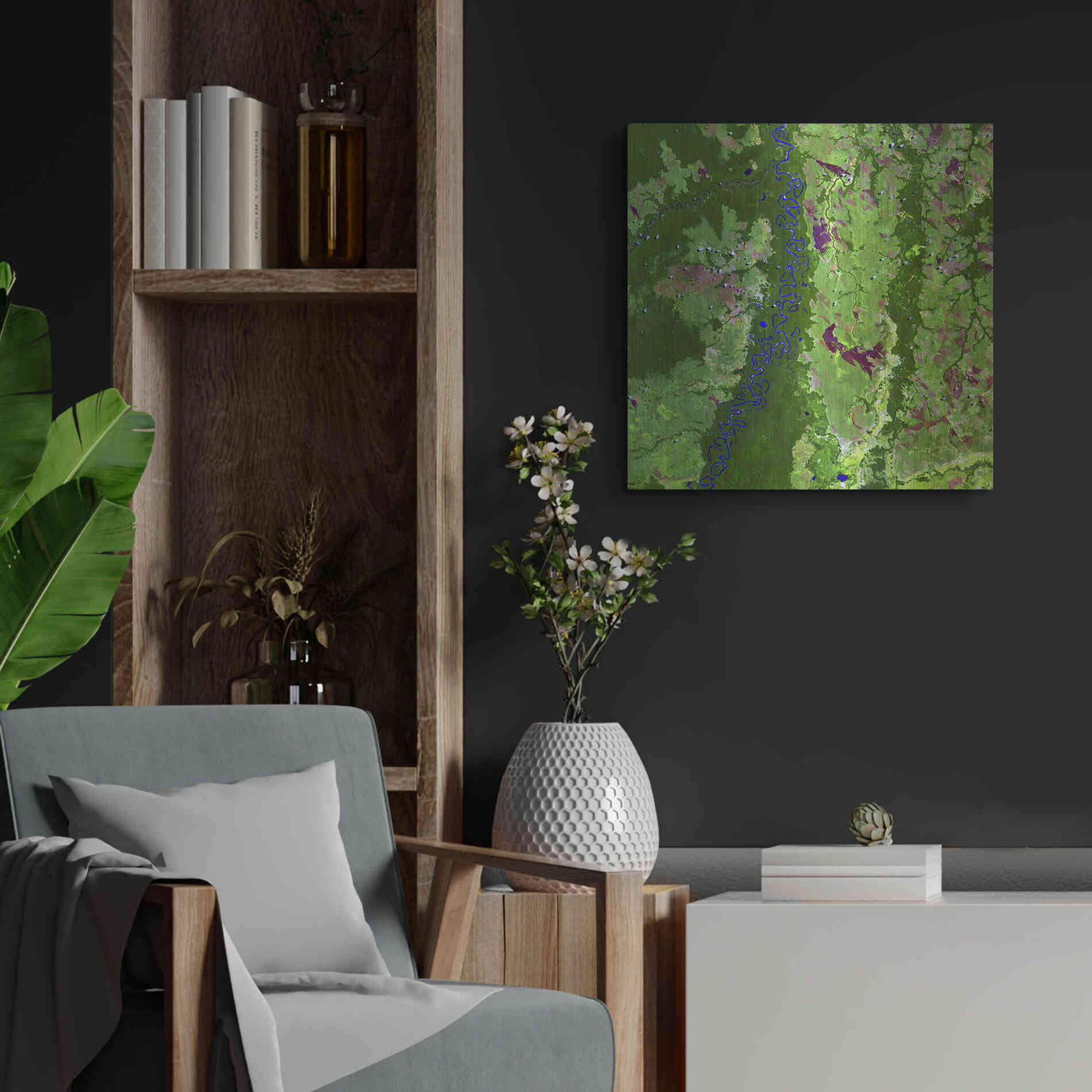 Luxe Metal Art 'Earth as Art: Oxbows in Bolivia,' Metal Wall Art,24x24