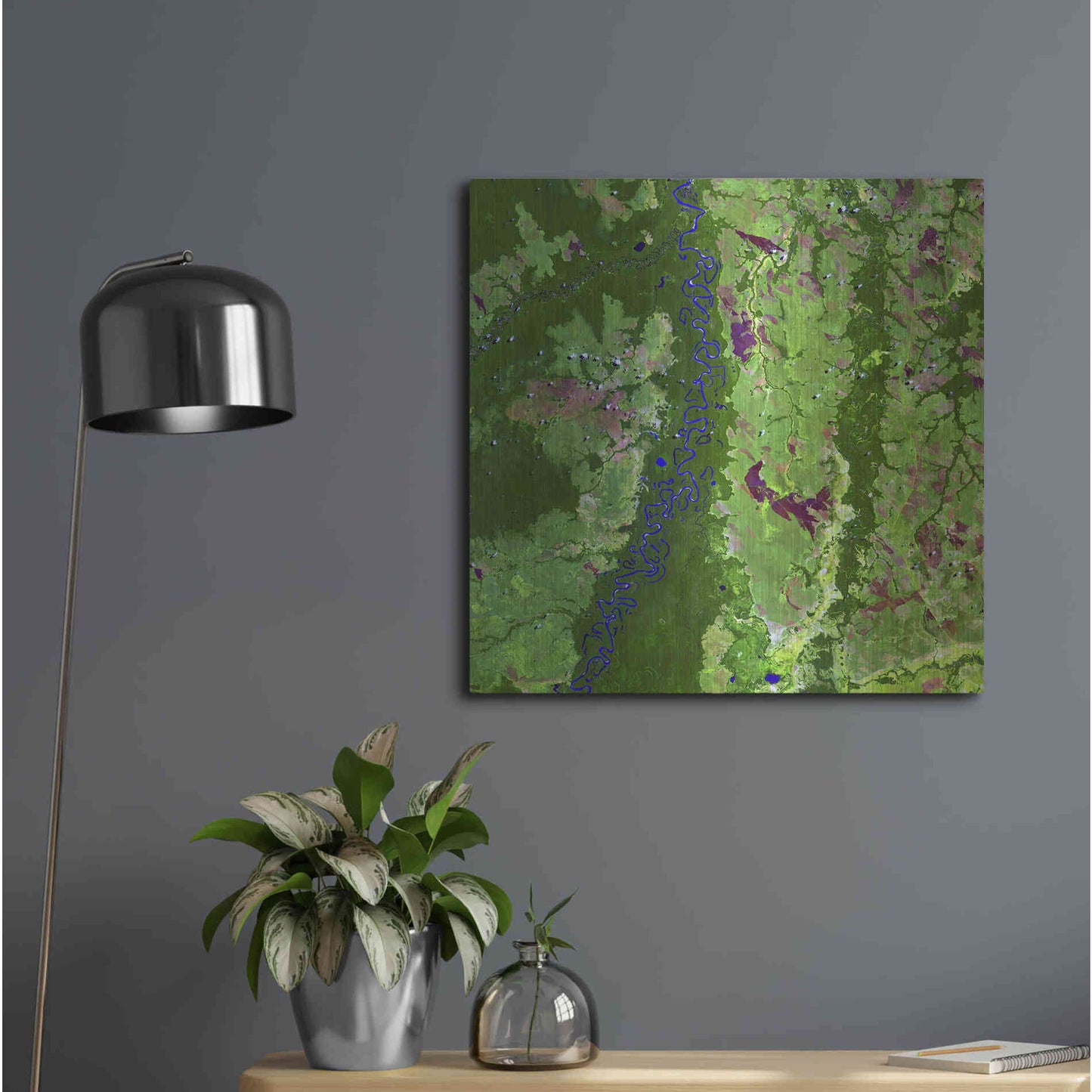 Luxe Metal Art 'Earth as Art: Oxbows in Bolivia,' Metal Wall Art,24x24