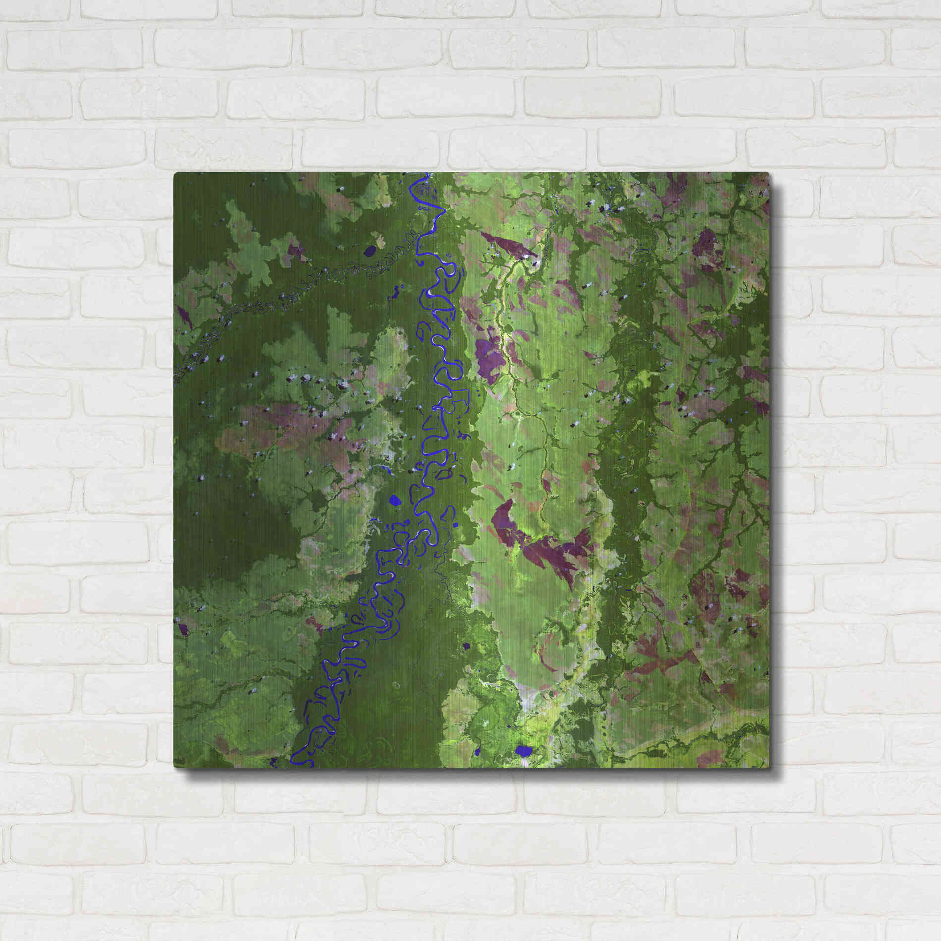 Luxe Metal Art 'Earth as Art: Oxbows in Bolivia,' Metal Wall Art,36x36