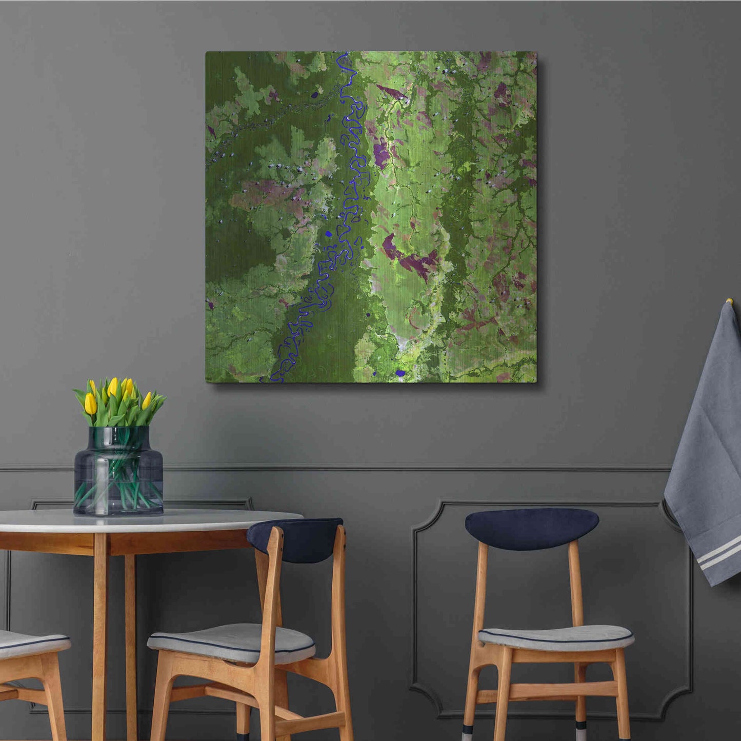 Luxe Metal Art 'Earth as Art: Oxbows in Bolivia,' Metal Wall Art,36x36