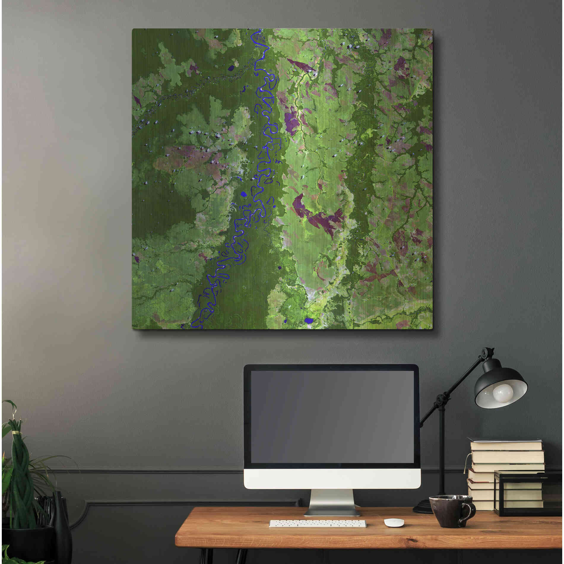 Luxe Metal Art 'Earth as Art: Oxbows in Bolivia,' Metal Wall Art,36x36