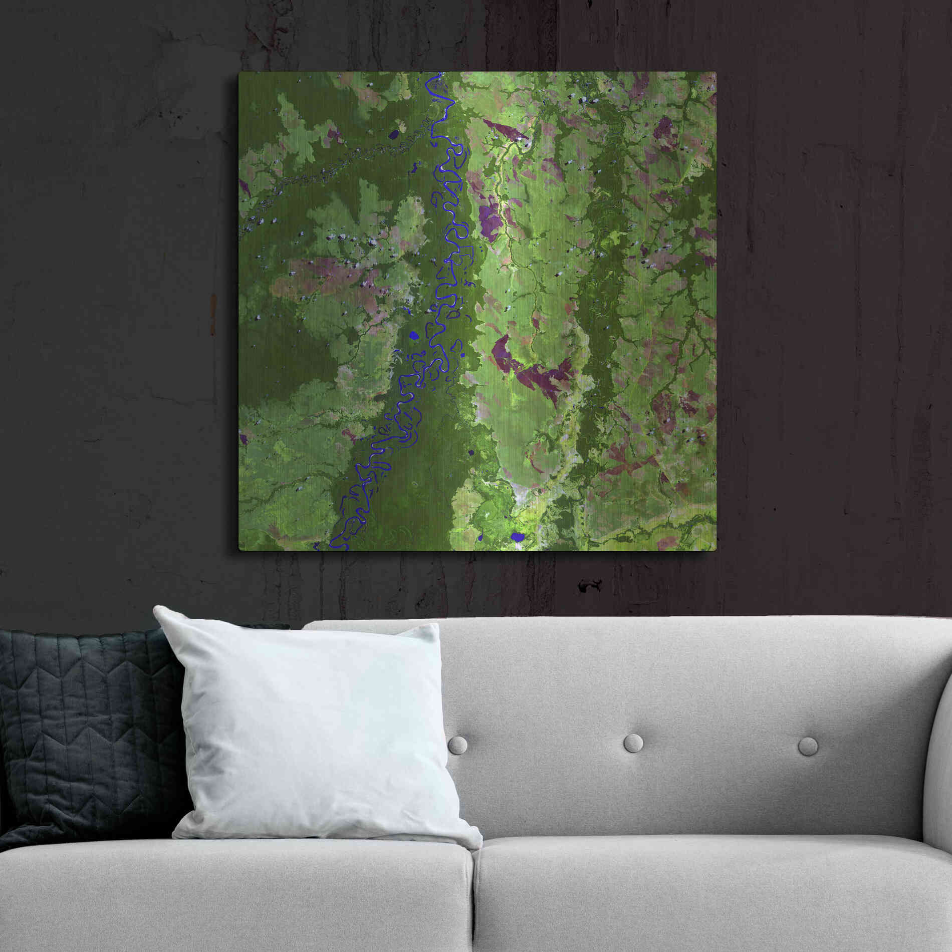 Luxe Metal Art 'Earth as Art: Oxbows in Bolivia,' Metal Wall Art,36x36