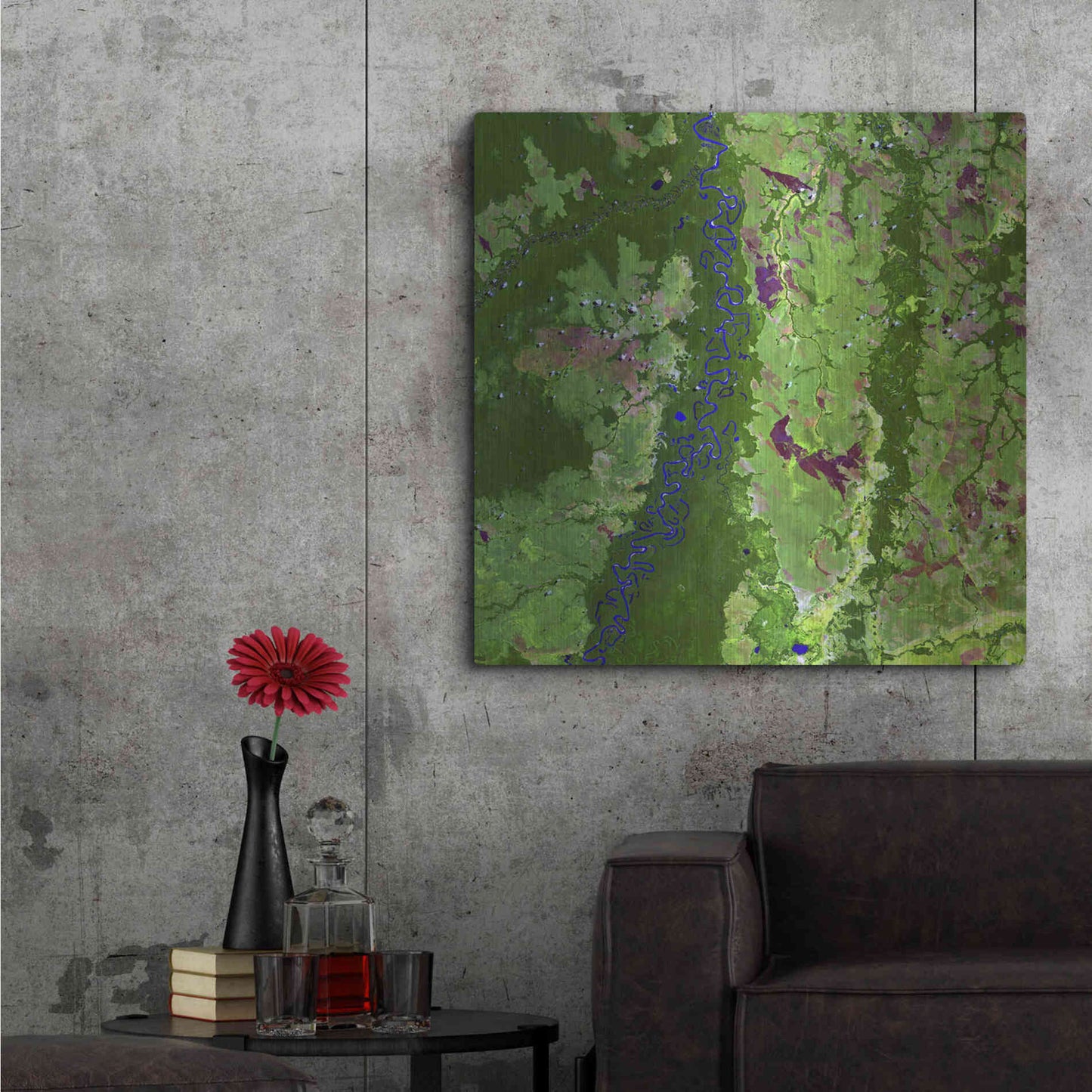 Luxe Metal Art 'Earth as Art: Oxbows in Bolivia,' Metal Wall Art,36x36