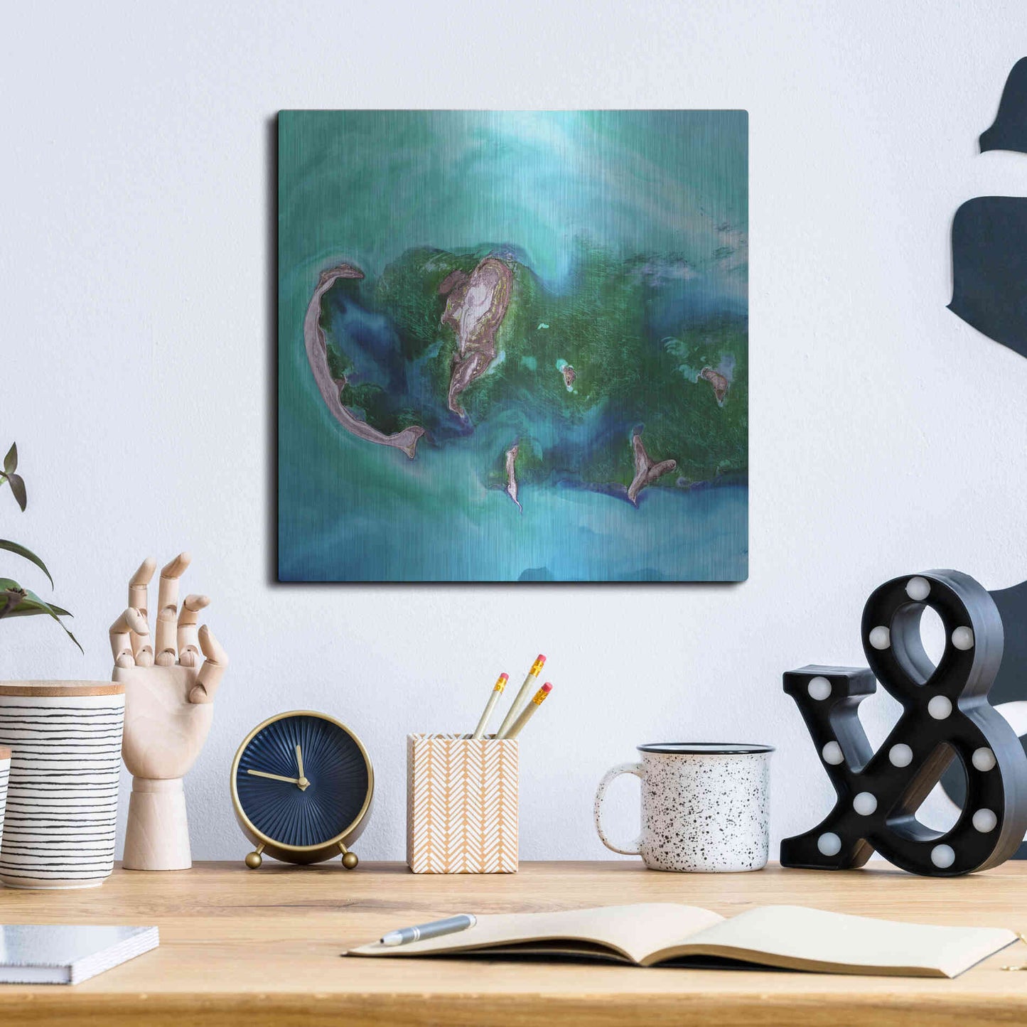 Luxe Metal Art 'Earth as Art: Caspian Scour,' Metal Wall Art,12x12