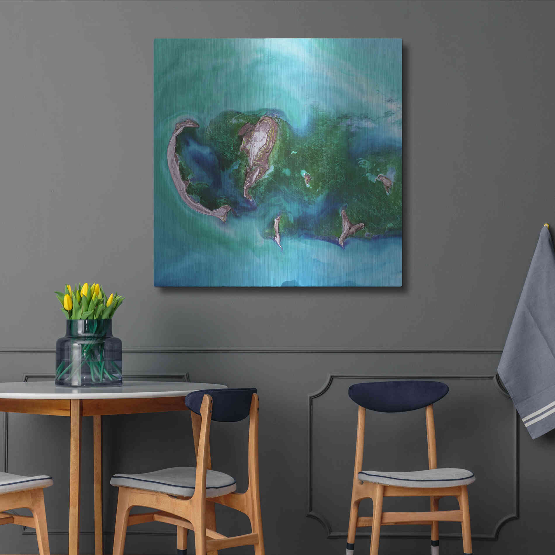 Luxe Metal Art 'Earth as Art: Caspian Scour,' Metal Wall Art,36x36