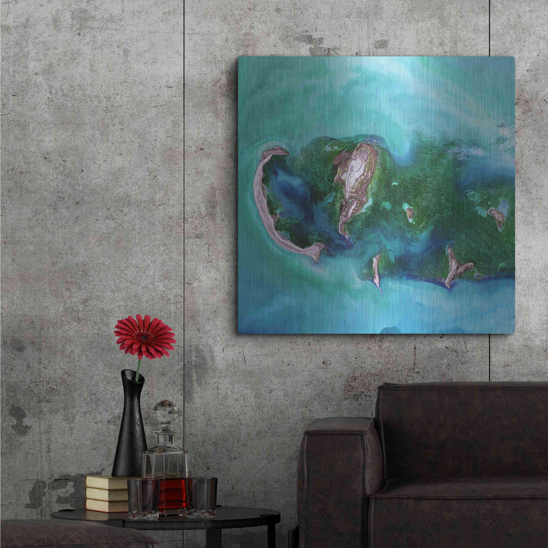 Luxe Metal Art 'Earth as Art: Caspian Scour,' Metal Wall Art,36x36