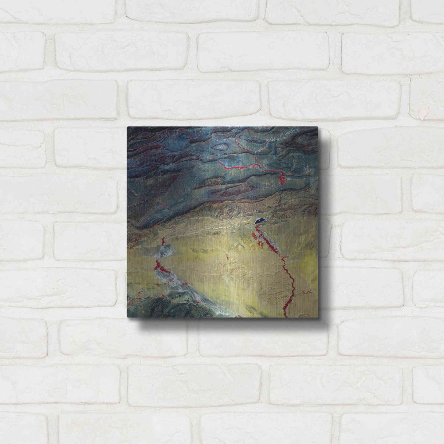 Luxe Metal Art 'Earth as Art: Crimson Streams,' Metal Wall Art,12x12