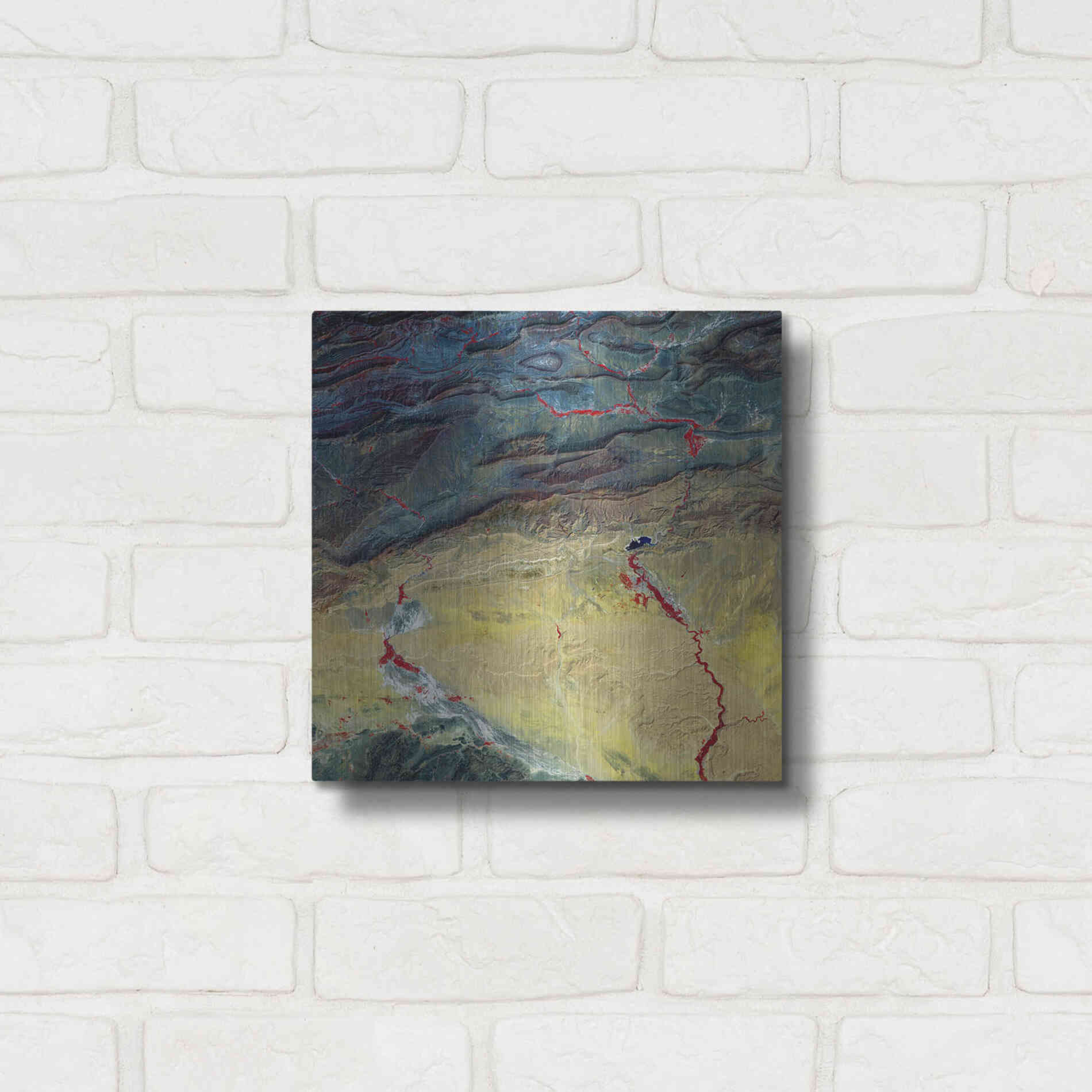 Luxe Metal Art 'Earth as Art: Crimson Streams,' Metal Wall Art,12x12