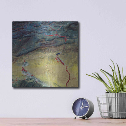 Luxe Metal Art 'Earth as Art: Crimson Streams,' Metal Wall Art,12x12