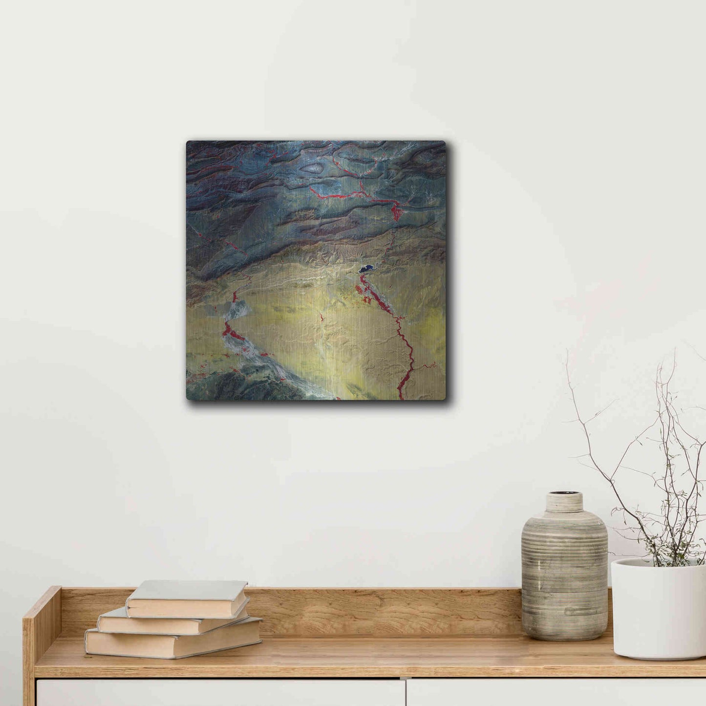 Luxe Metal Art 'Earth as Art: Crimson Streams,' Metal Wall Art,12x12