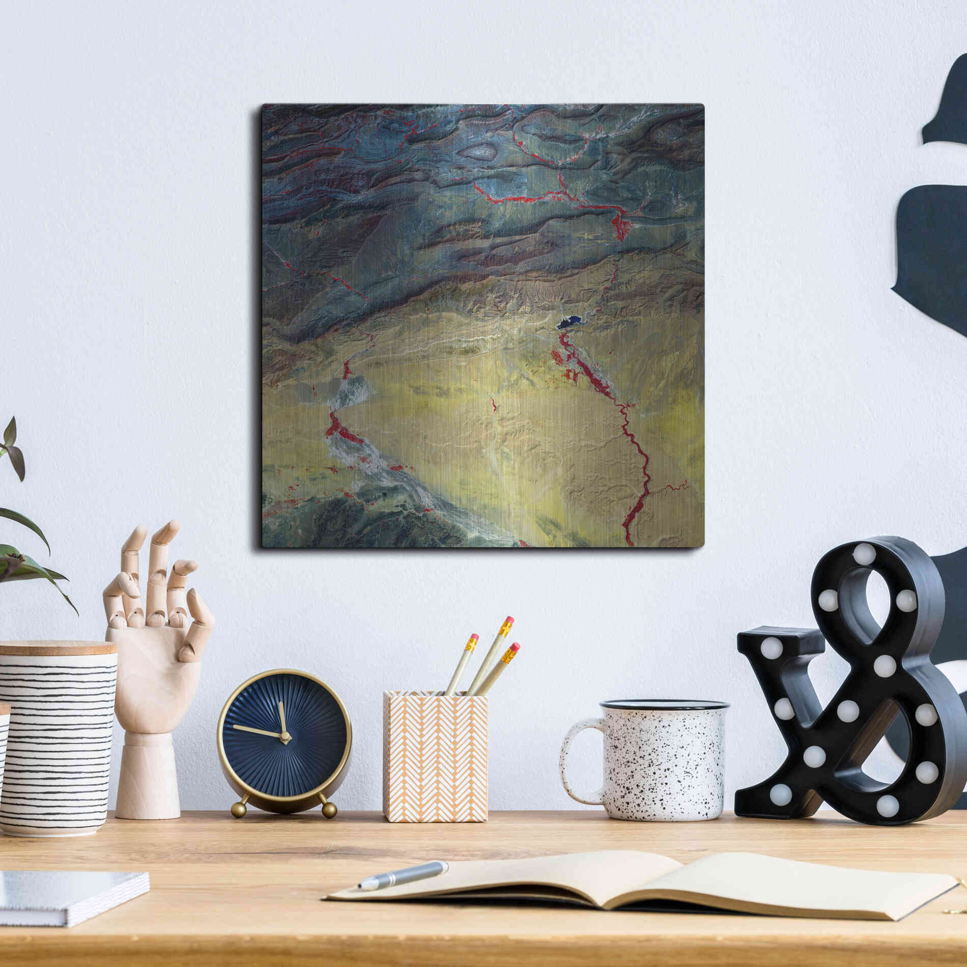 Luxe Metal Art 'Earth as Art: Crimson Streams,' Metal Wall Art,12x12