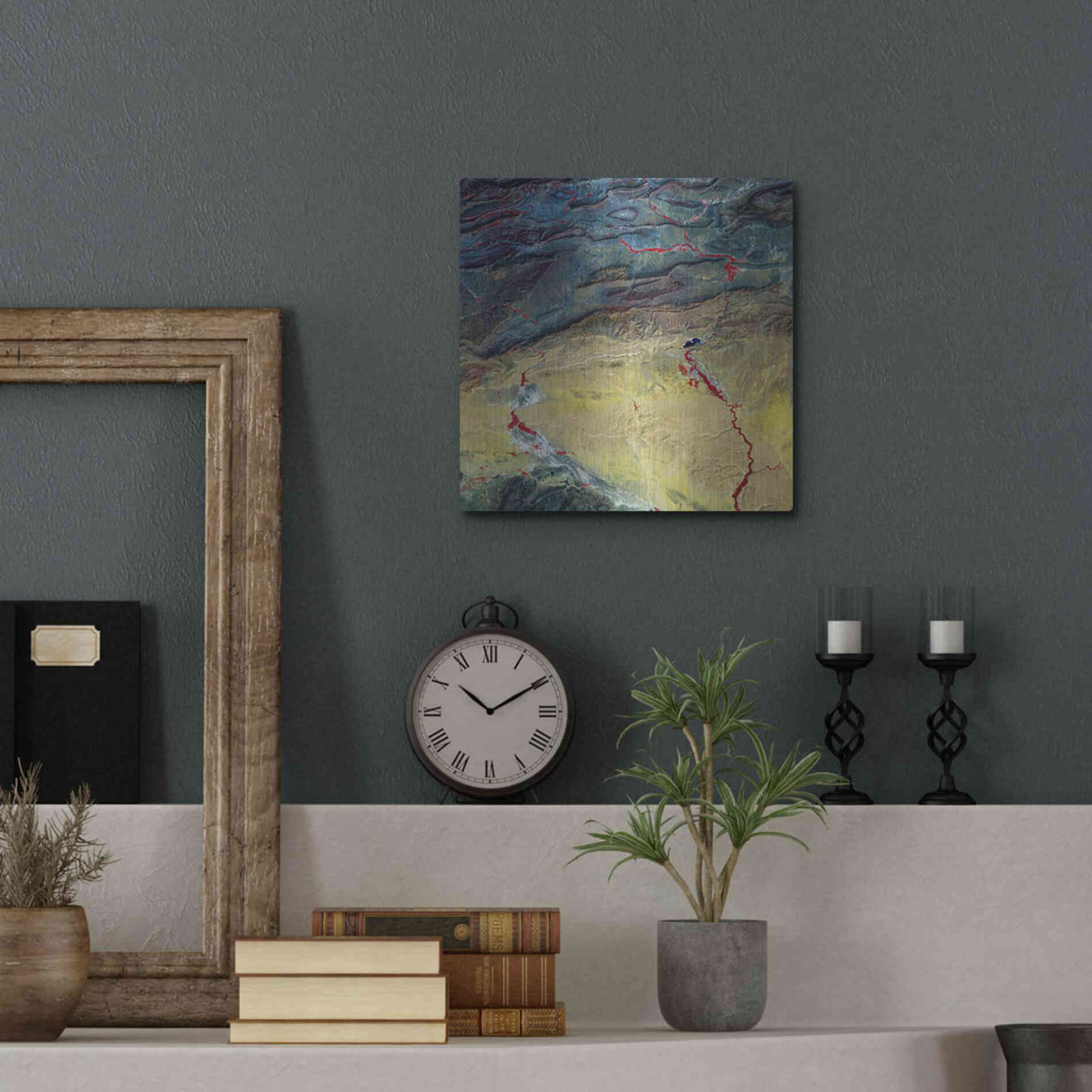 Luxe Metal Art 'Earth as Art: Crimson Streams,' Metal Wall Art,12x12