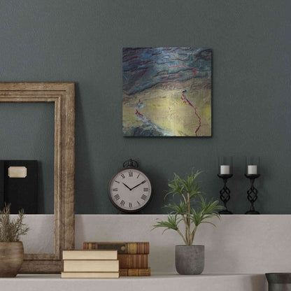 Luxe Metal Art 'Earth as Art: Crimson Streams,' Metal Wall Art,12x12