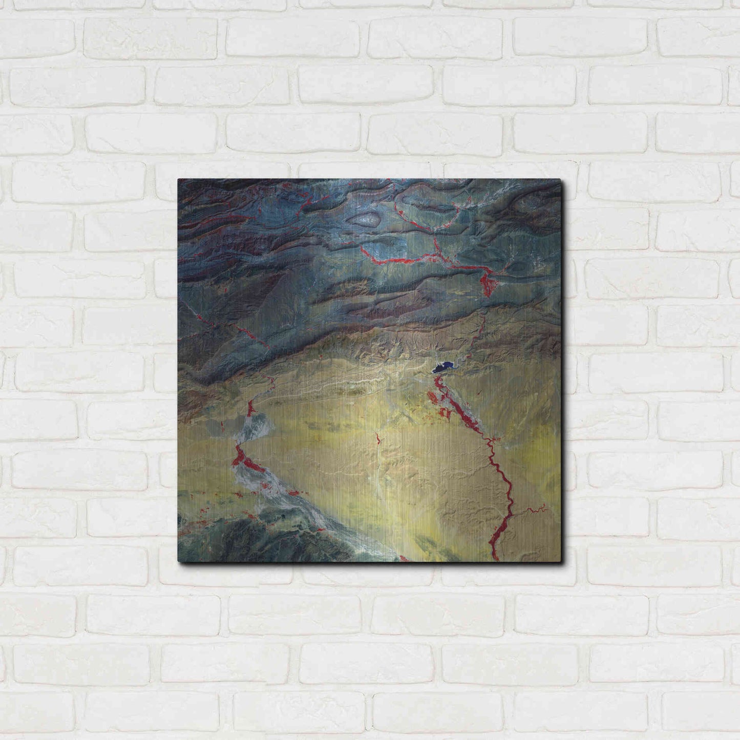 Luxe Metal Art 'Earth as Art: Crimson Streams,' Metal Wall Art,24x24