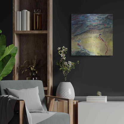 Luxe Metal Art 'Earth as Art: Crimson Streams,' Metal Wall Art,24x24