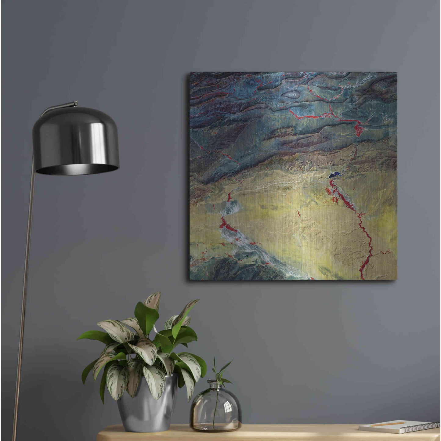 Luxe Metal Art 'Earth as Art: Crimson Streams,' Metal Wall Art,24x24