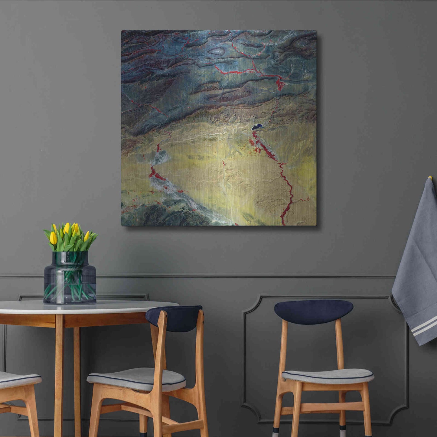 Luxe Metal Art 'Earth as Art: Crimson Streams,' Metal Wall Art,36x36