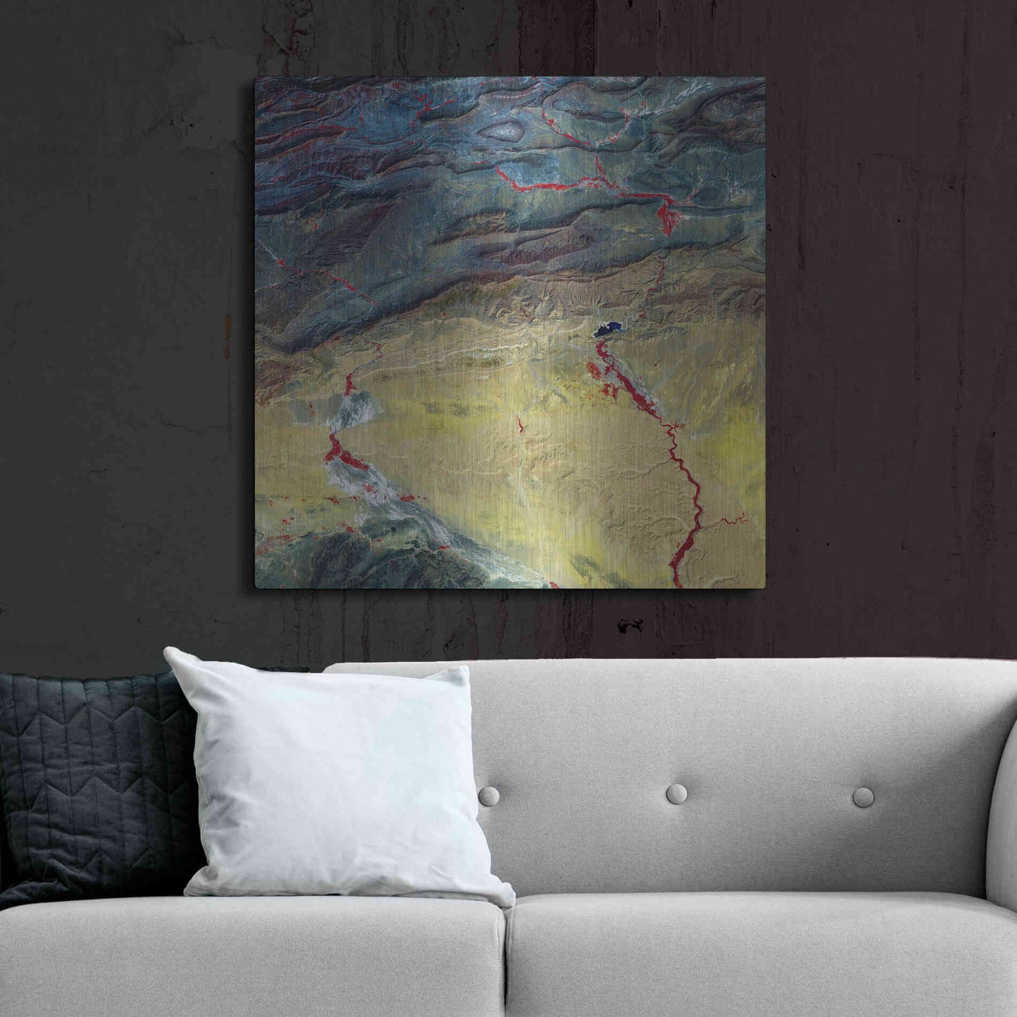 Luxe Metal Art 'Earth as Art: Crimson Streams,' Metal Wall Art,36x36