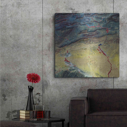 Luxe Metal Art 'Earth as Art: Crimson Streams,' Metal Wall Art,36x36