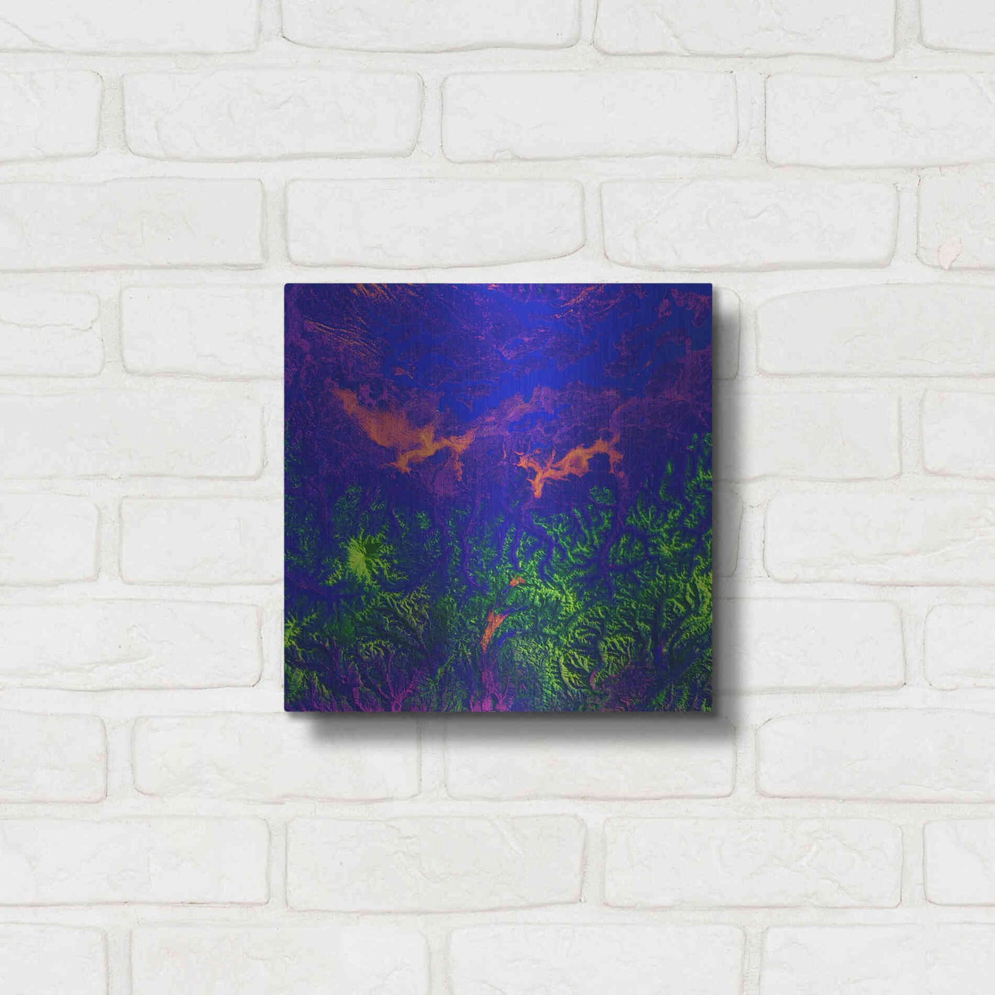 Luxe Metal Art 'Earth as Art: Fanciful Fluorescence,' Metal Wall Art,12x12