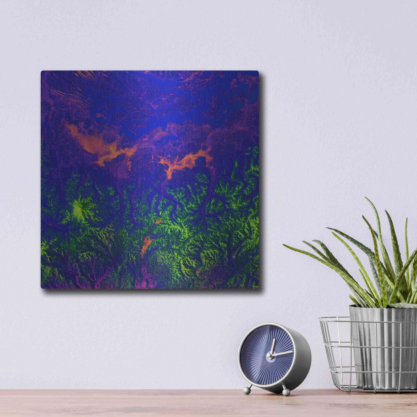 Luxe Metal Art 'Earth as Art: Fanciful Fluorescence,' Metal Wall Art,12x12