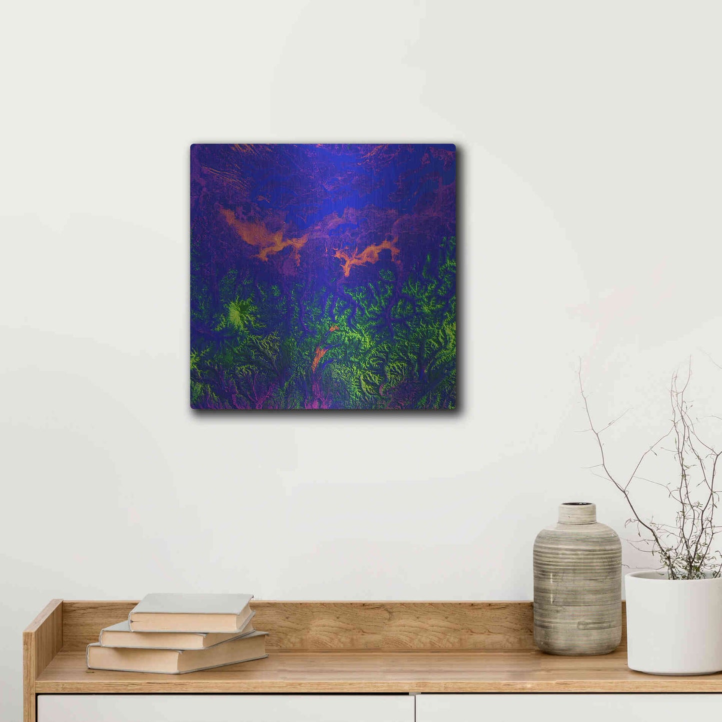 Luxe Metal Art 'Earth as Art: Fanciful Fluorescence,' Metal Wall Art,12x12