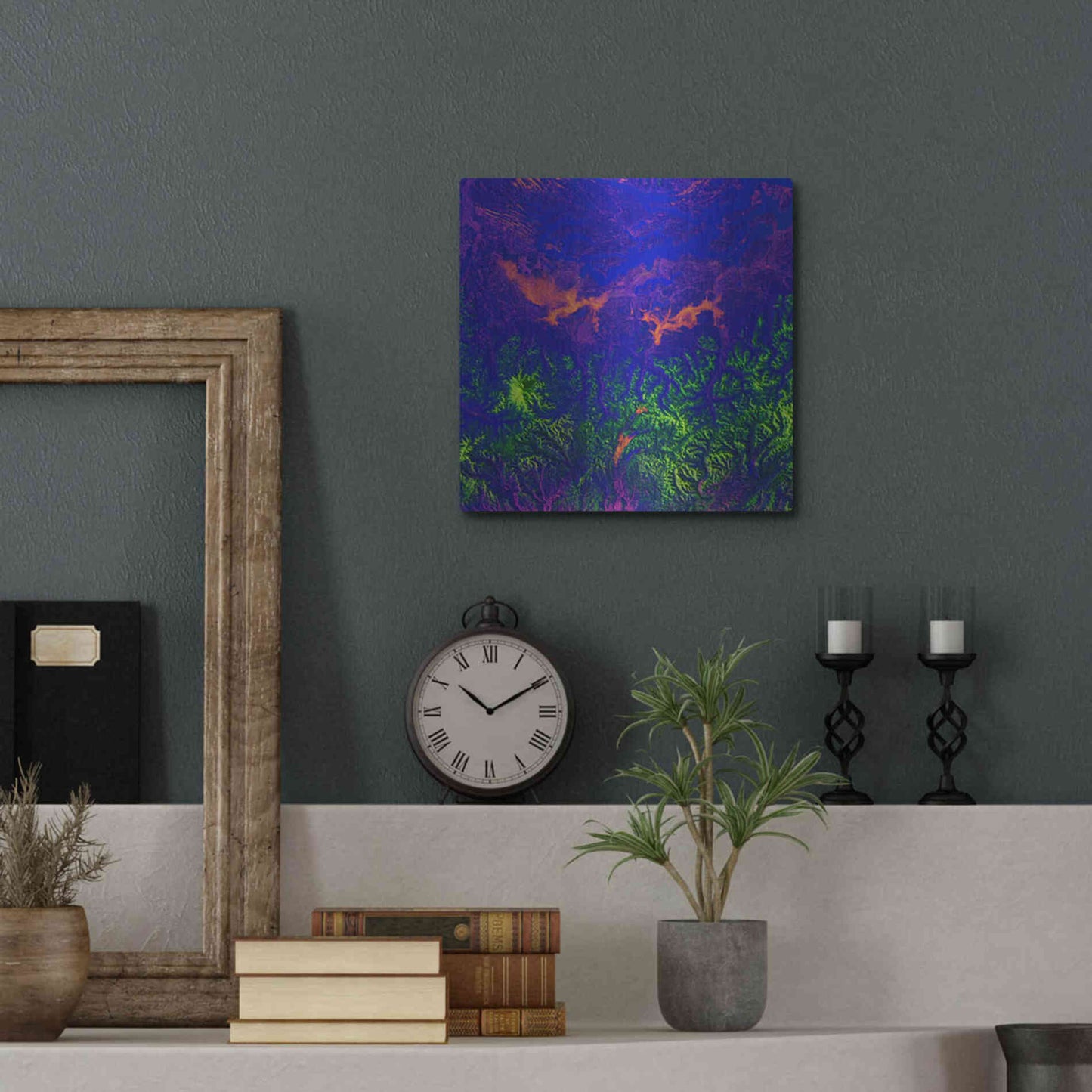 Luxe Metal Art 'Earth as Art: Fanciful Fluorescence,' Metal Wall Art,12x12