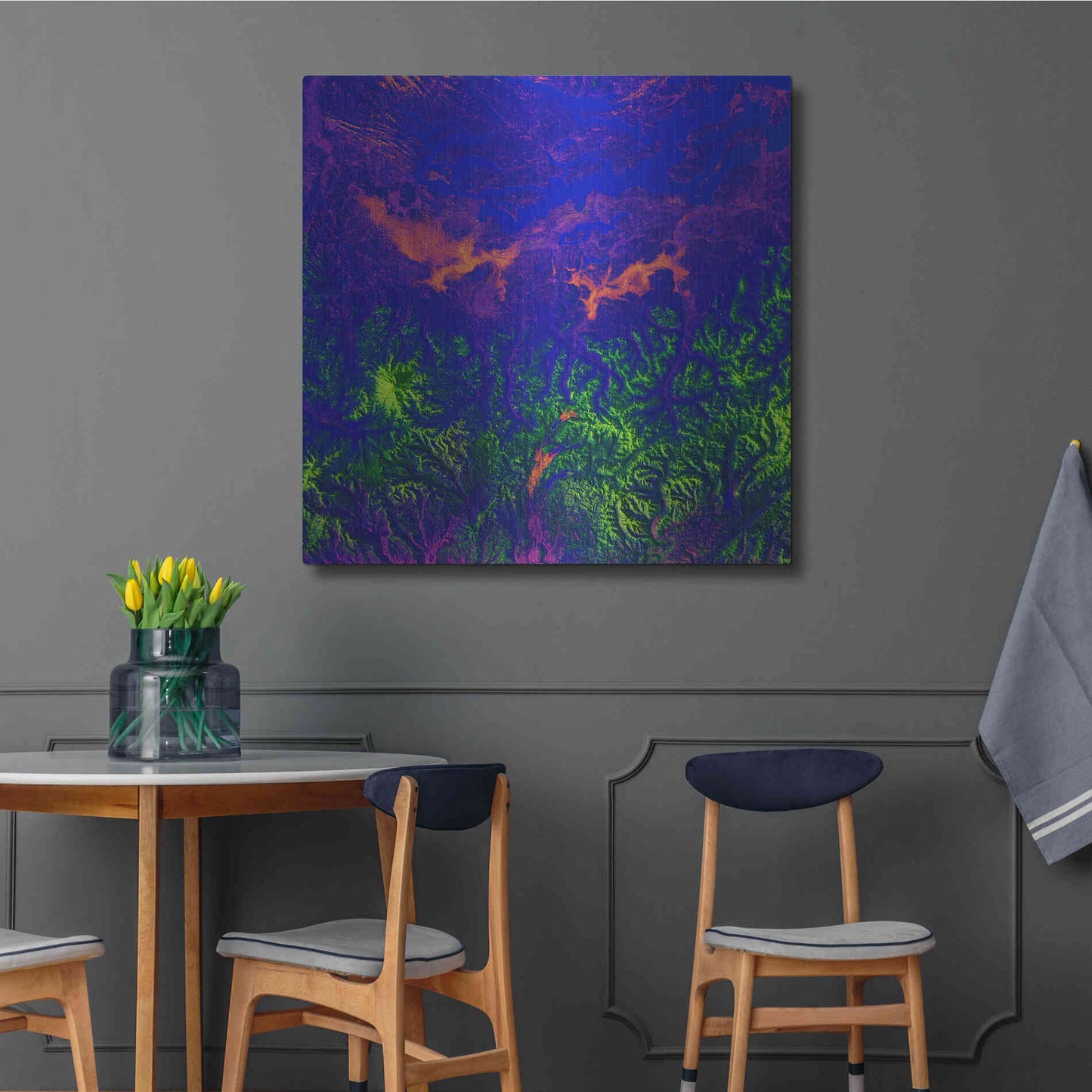 Luxe Metal Art 'Earth as Art: Fanciful Fluorescence,' Metal Wall Art,36x36