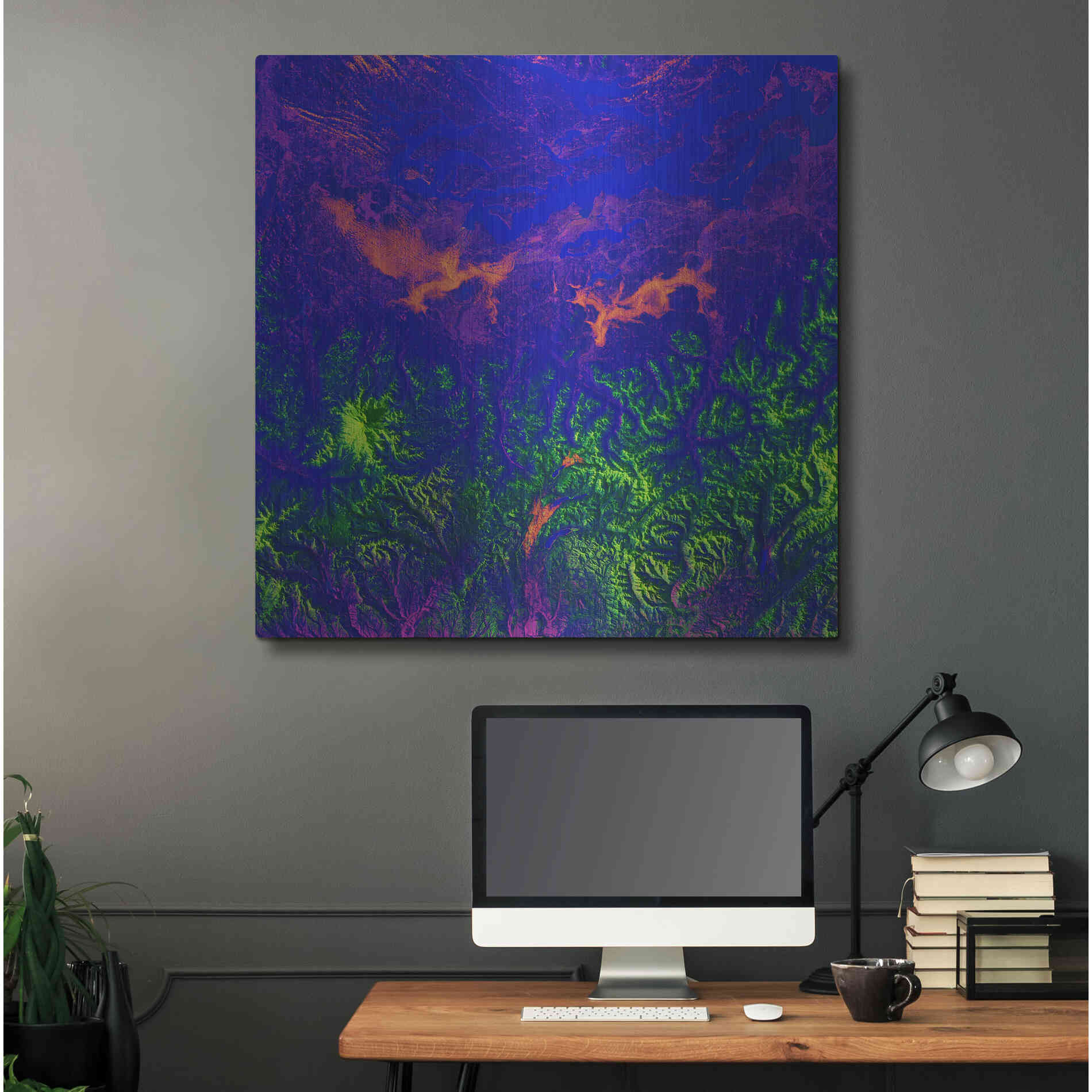 Luxe Metal Art 'Earth as Art: Fanciful Fluorescence,' Metal Wall Art,36x36