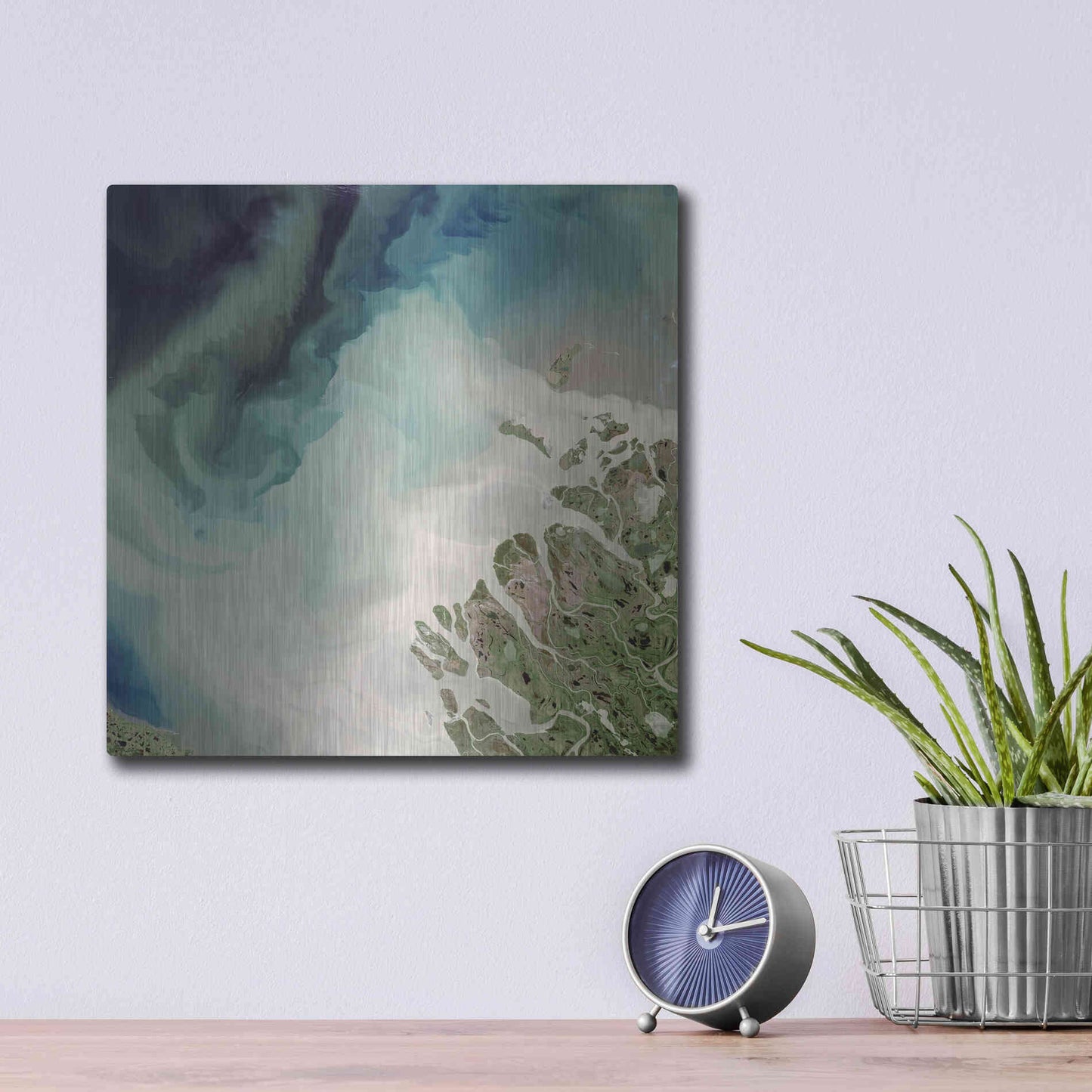 Luxe Metal Art 'Earth as Art: Mackenzie Meets Beaufort,' Metal Wall Art,12x12