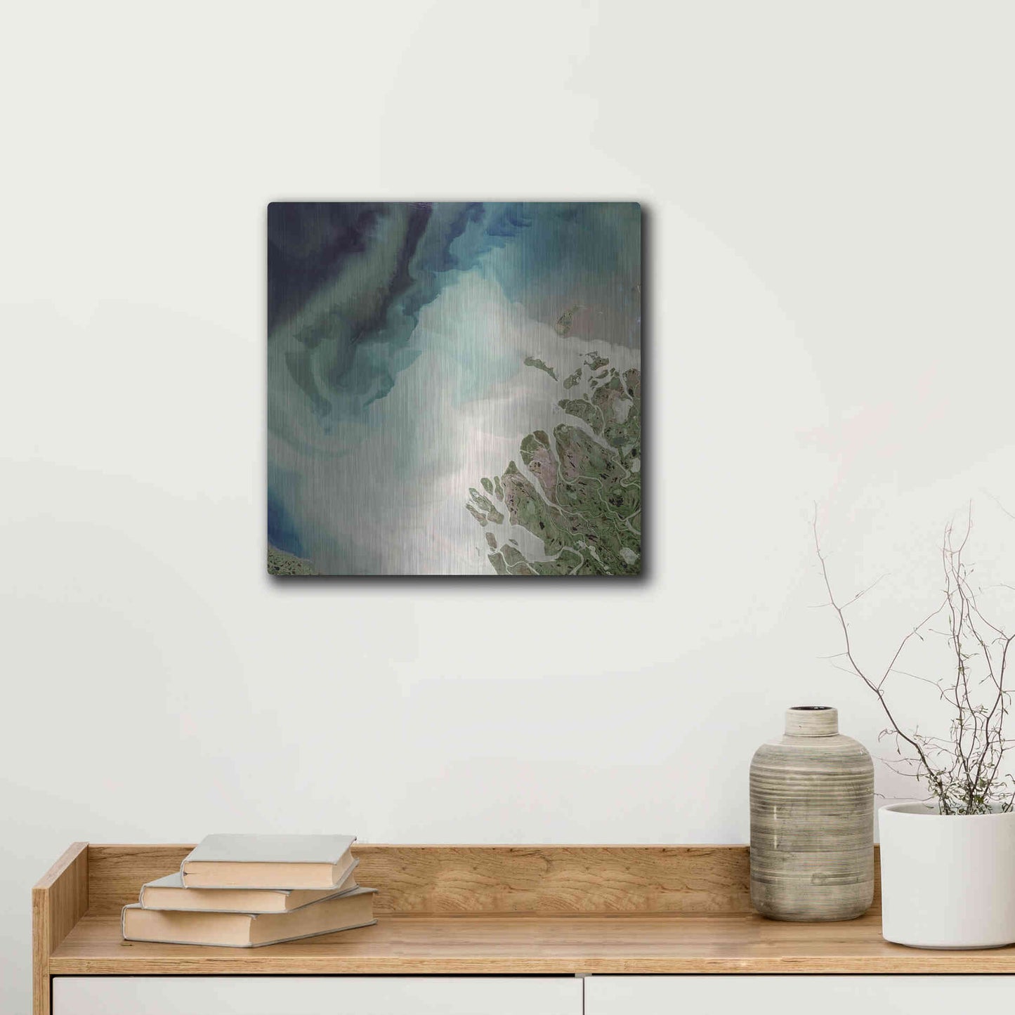 Luxe Metal Art 'Earth as Art: Mackenzie Meets Beaufort,' Metal Wall Art,12x12