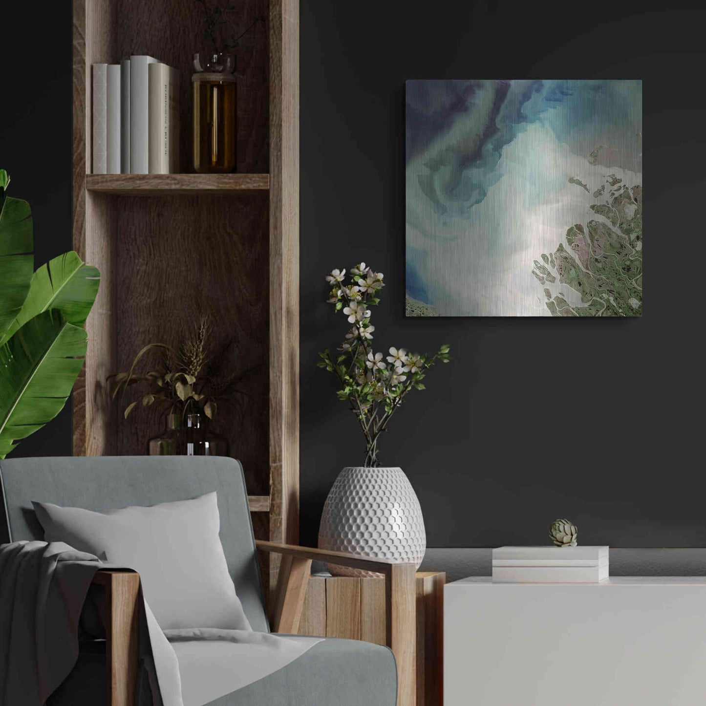 Luxe Metal Art 'Earth as Art: Mackenzie Meets Beaufort,' Metal Wall Art,24x24