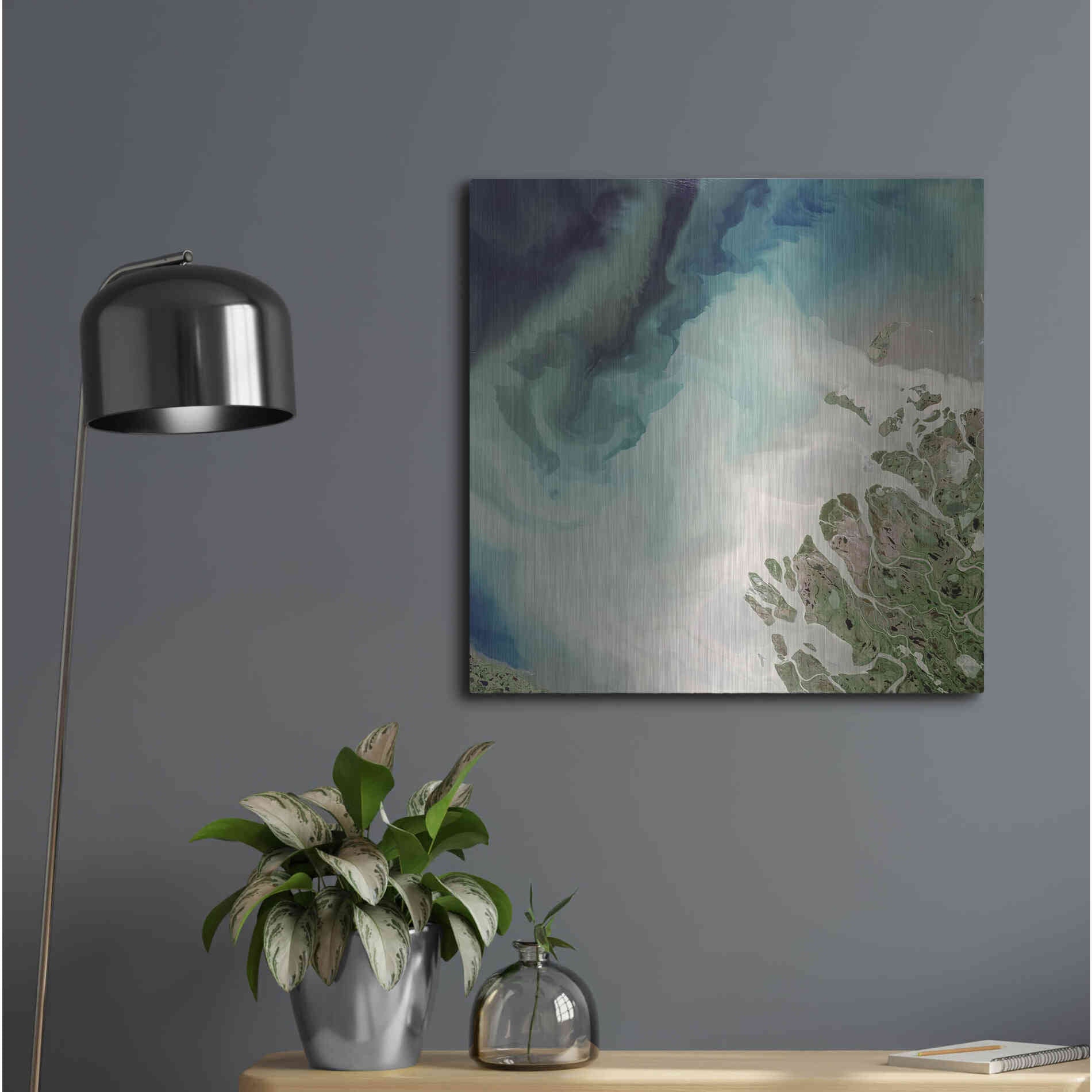 Luxe Metal Art 'Earth as Art: Mackenzie Meets Beaufort,' Metal Wall Art,24x24