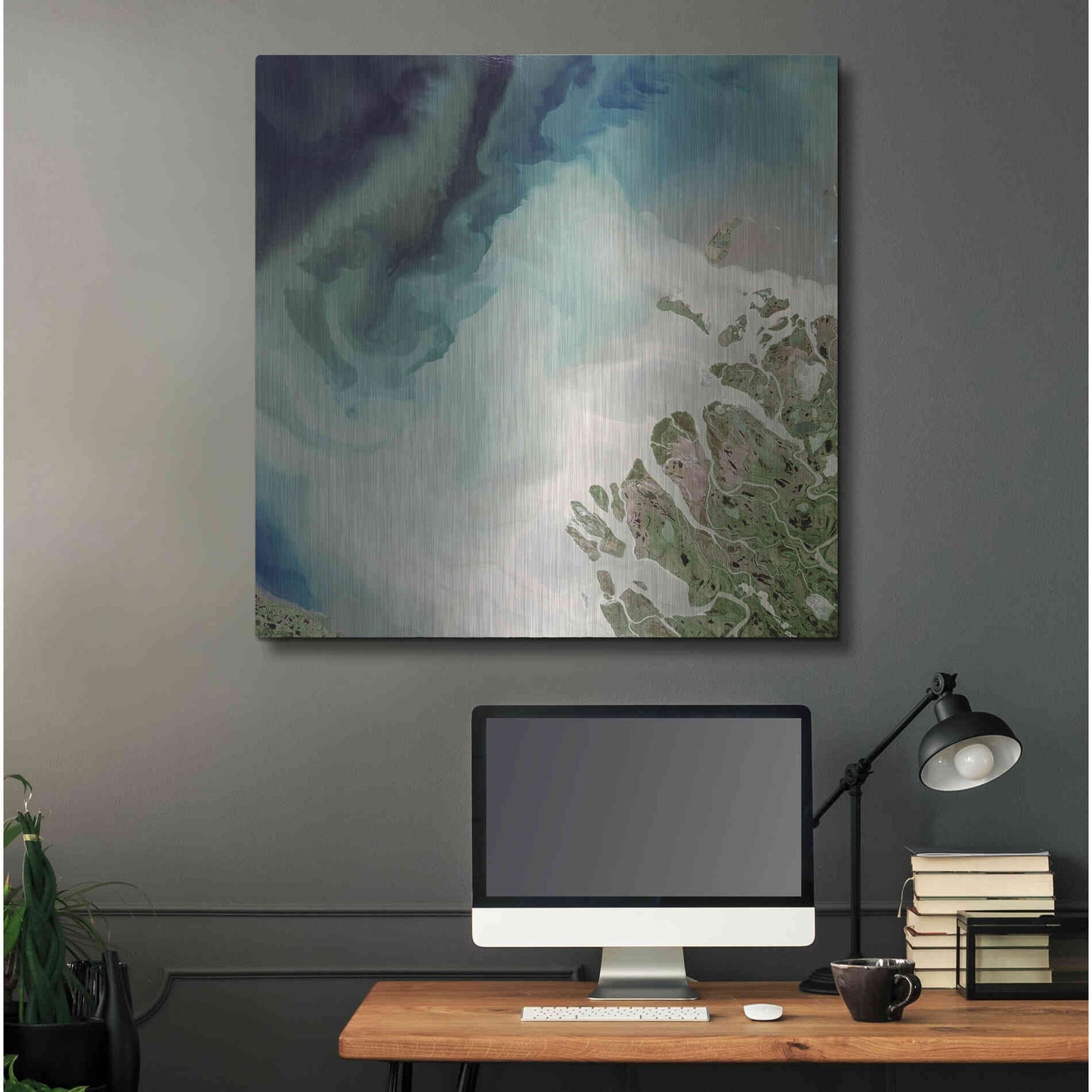 Luxe Metal Art 'Earth as Art: Mackenzie Meets Beaufort,' Metal Wall Art,36x36